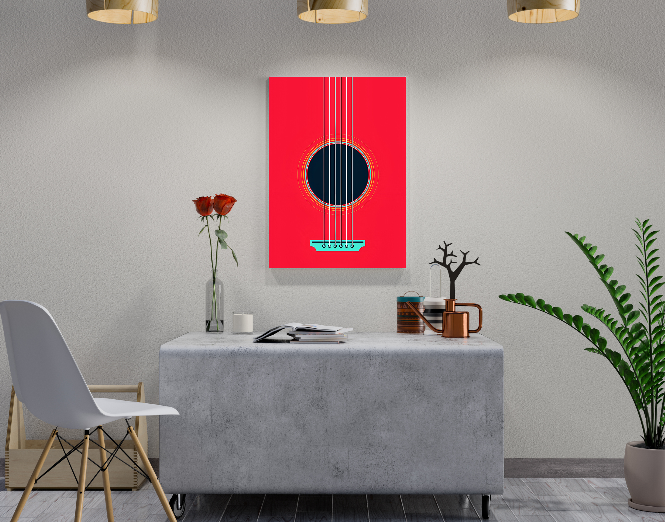 "Guitar Musical: Vector Image"- Shiny & Sturdy Metallic Poster Art That Pops & Sticks