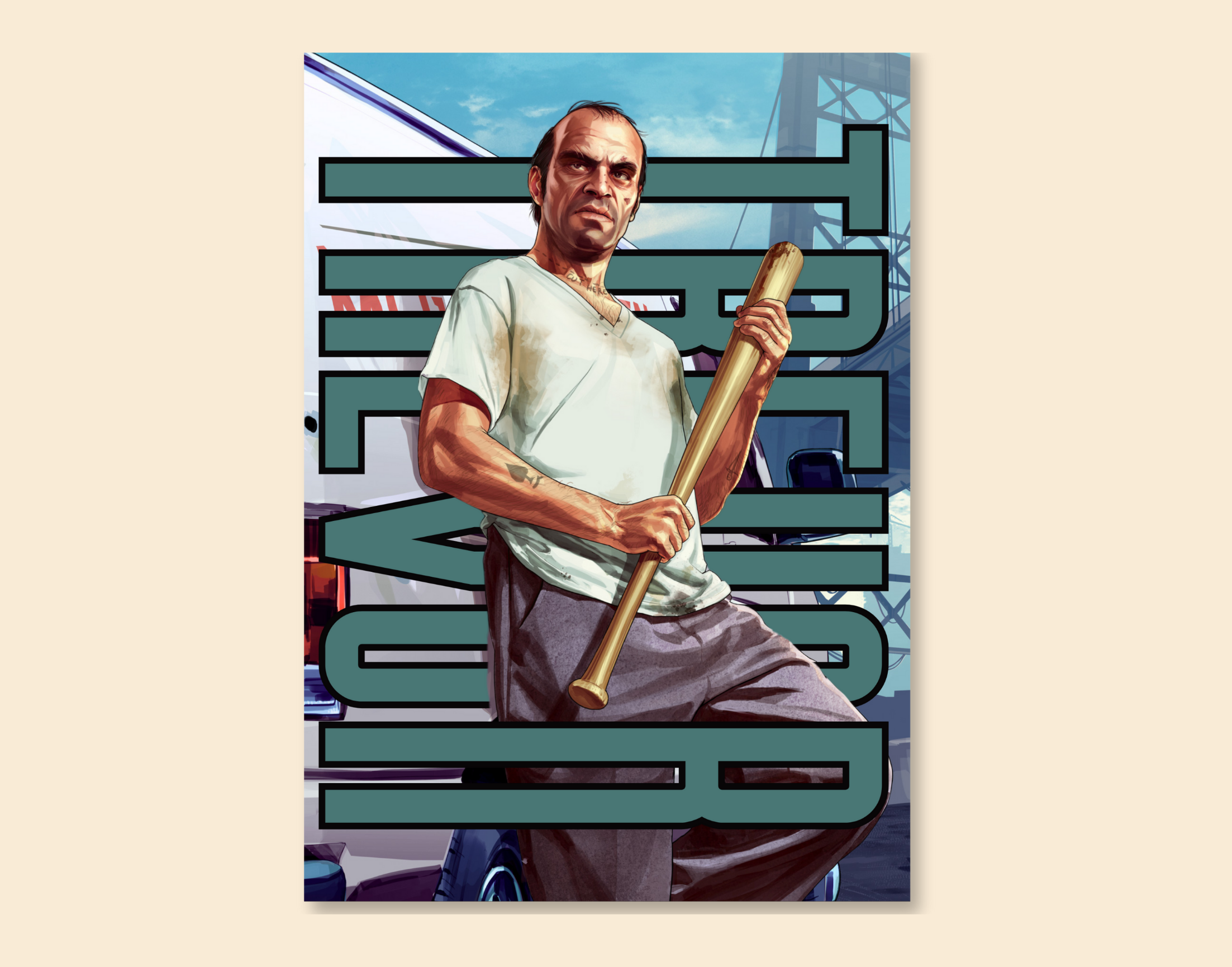 "Trevor Philips:GTA 5"- Shiny & Sturdy Metallic Poster Art That Pops & Sticks (Literally!)