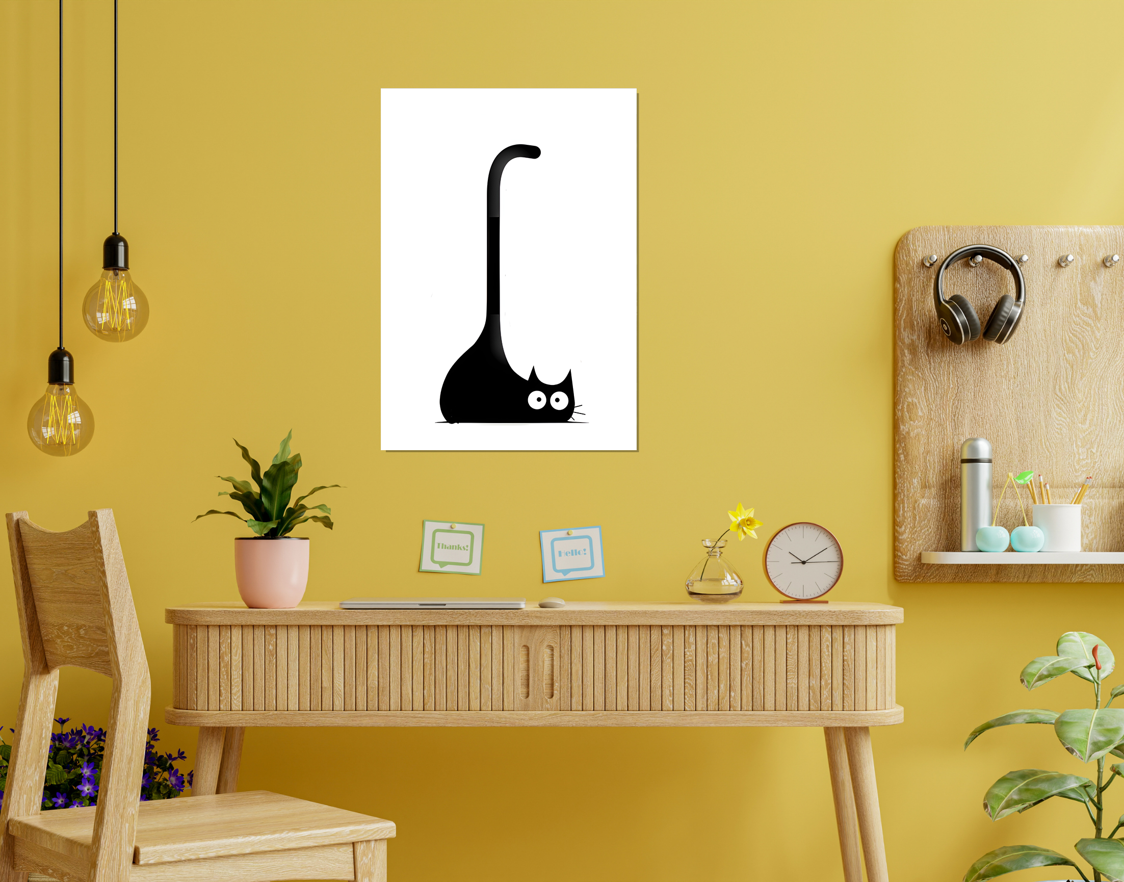 "Cartoon Cat-Pet Version"- Shiny & Sturdy Metallic Poster Art That Pops & Sticks