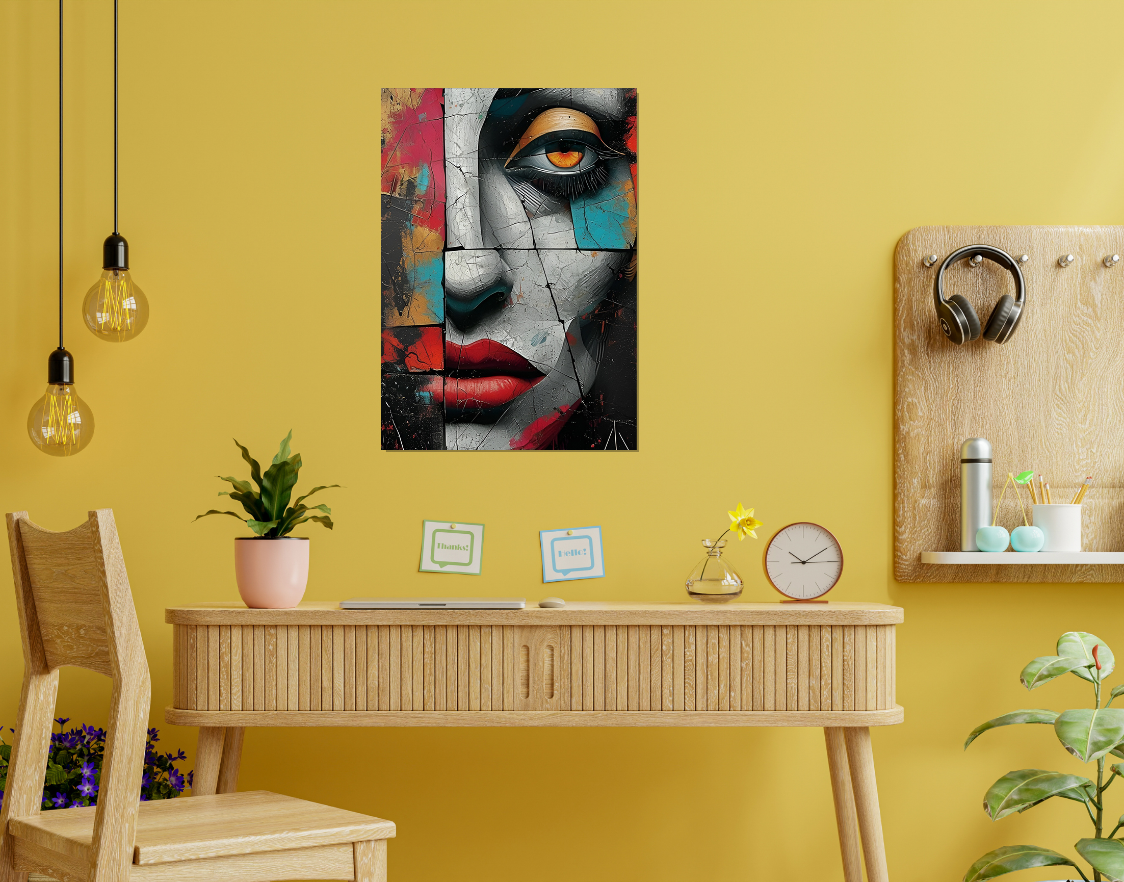 "Wall Painting- Face Art"- Shiny & Sturdy Metallic Poster Art That Pops & Sticks