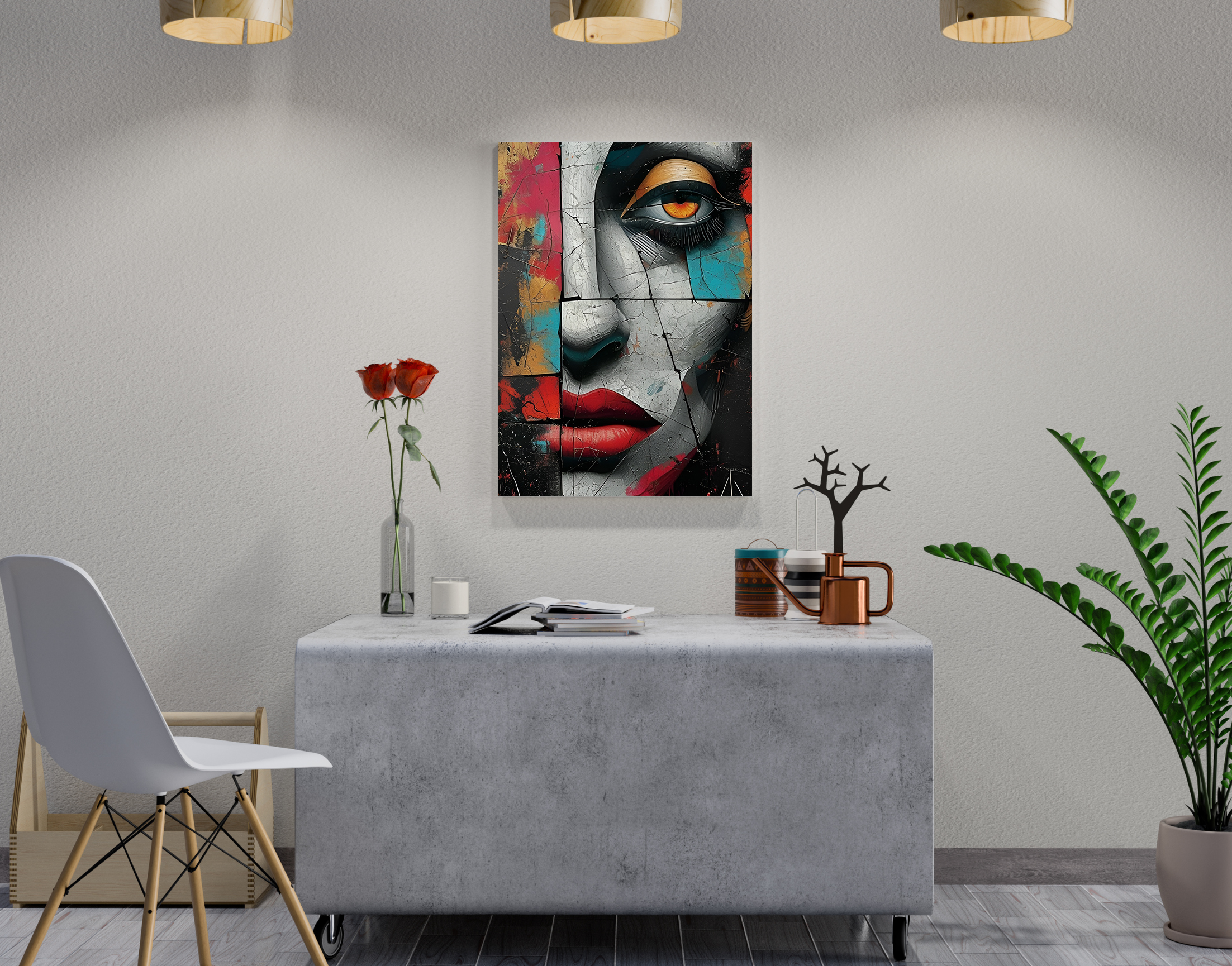 "Wall Painting- Face Art"- Shiny & Sturdy Metallic Poster Art That Pops & Sticks