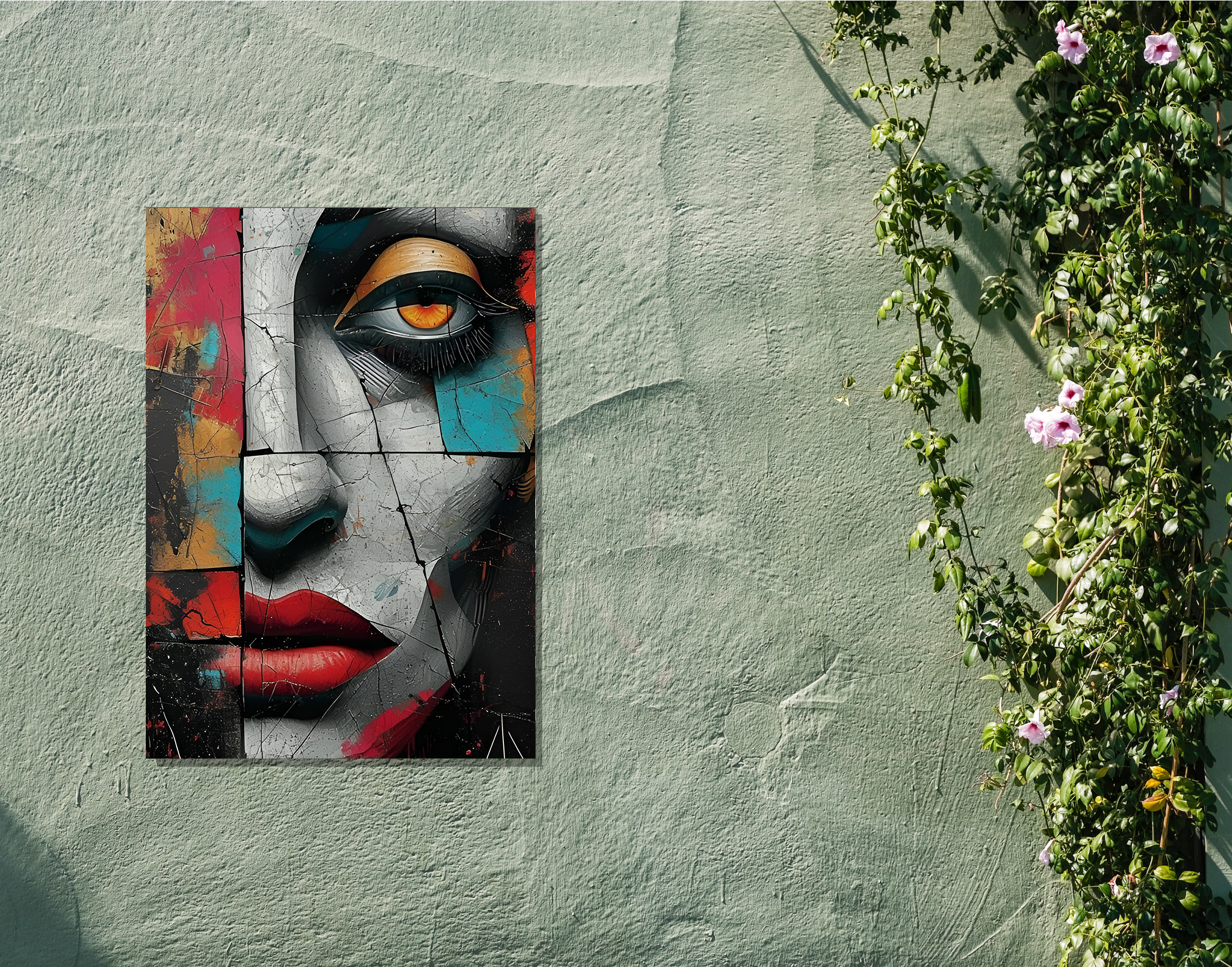 "Wall Painting- Face Art"- Shiny & Sturdy Metallic Poster Art That Pops & Sticks