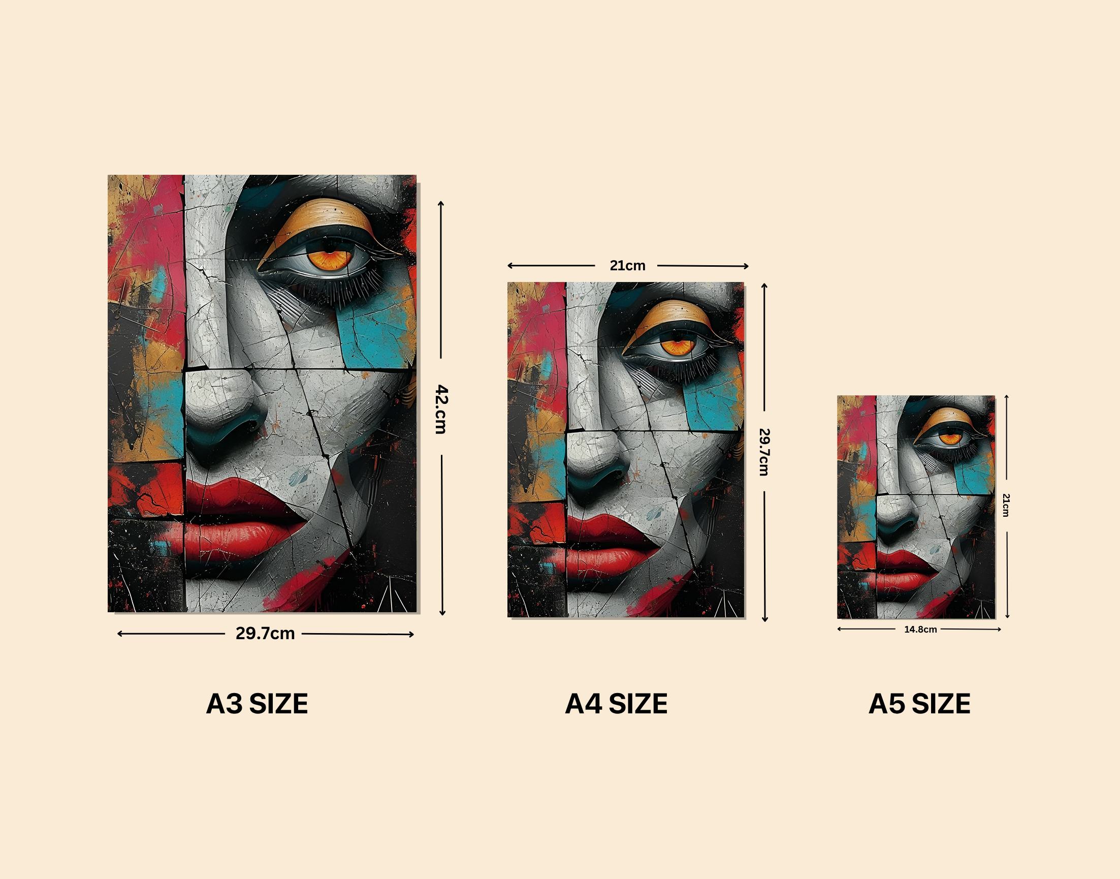 "Wall Painting- Face Art"- Shiny & Sturdy Metallic Poster Art That Pops & Sticks