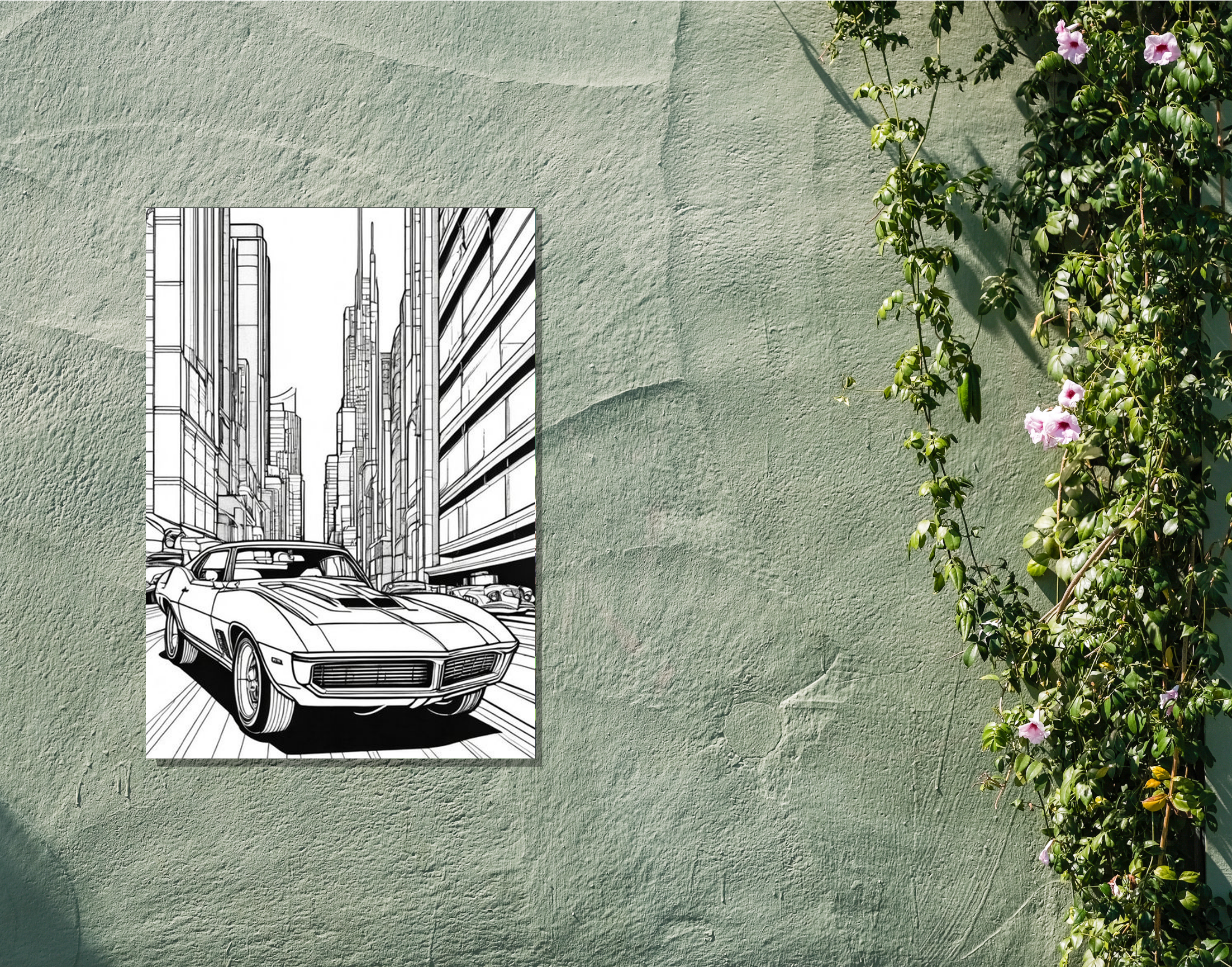 "DRIVE IN THE B&W CITY"- Shiny & Sturdy Metallic Poster Art That Pops & Sticks