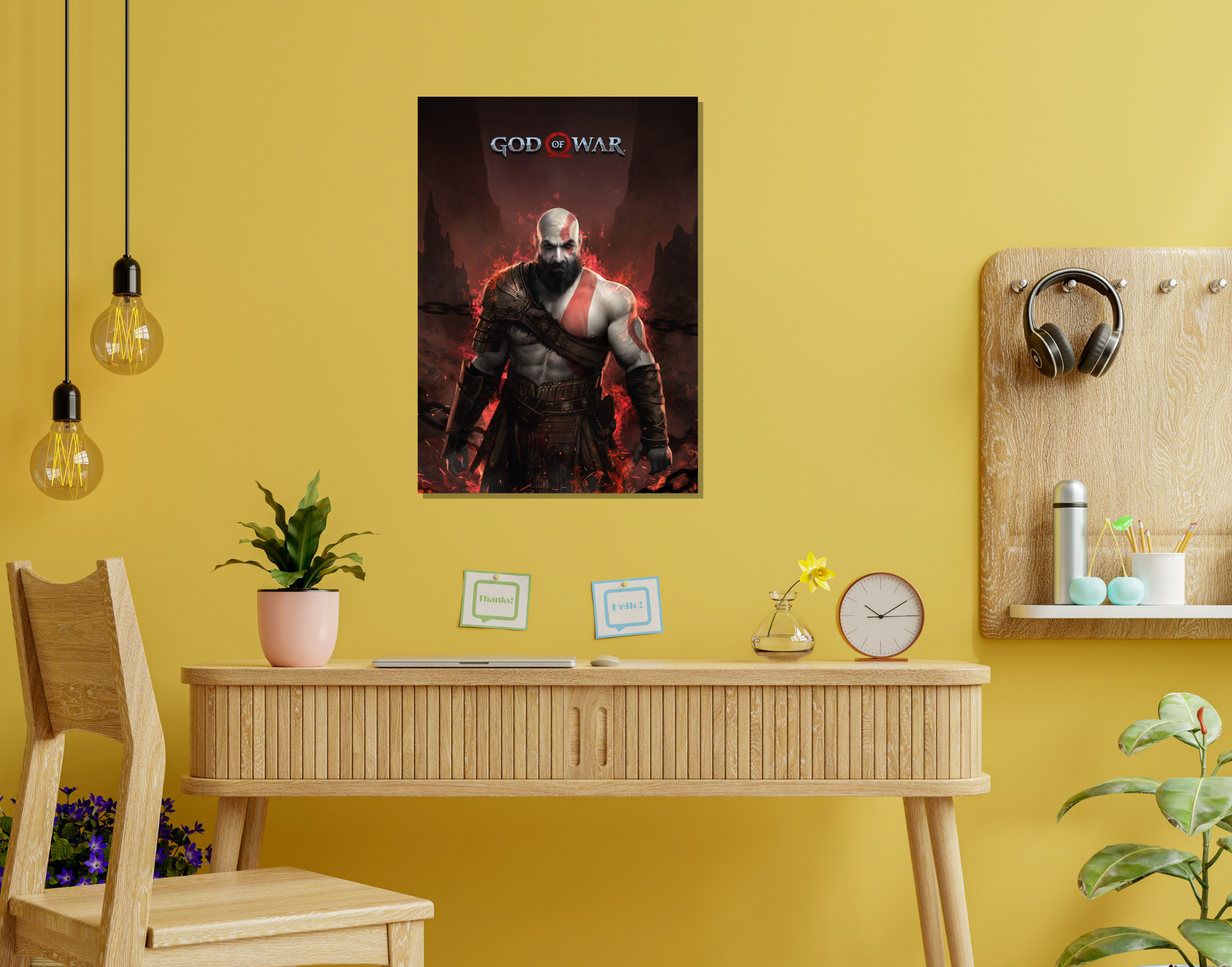 "KRATOS: GOD OF WAR GAMING "- Shiny & Sturdy Metallic Poster Art That Pops & Sticks (Literally!)