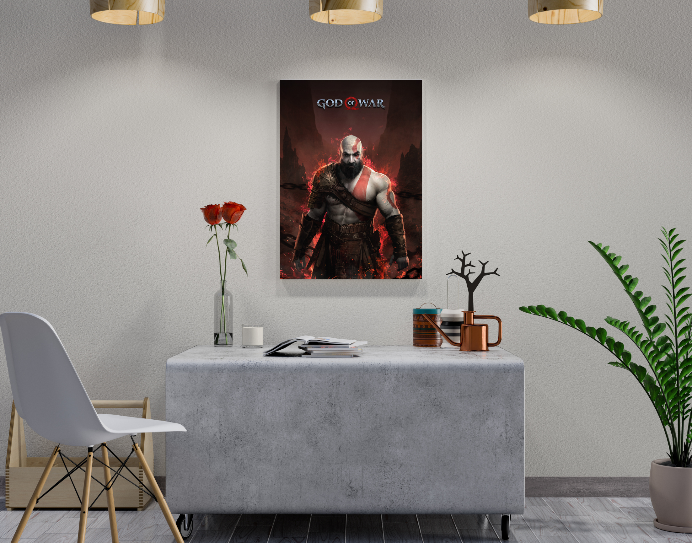"KRATOS: GOD OF WAR GAMING "- Shiny & Sturdy Metallic Poster Art That Pops & Sticks (Literally!)