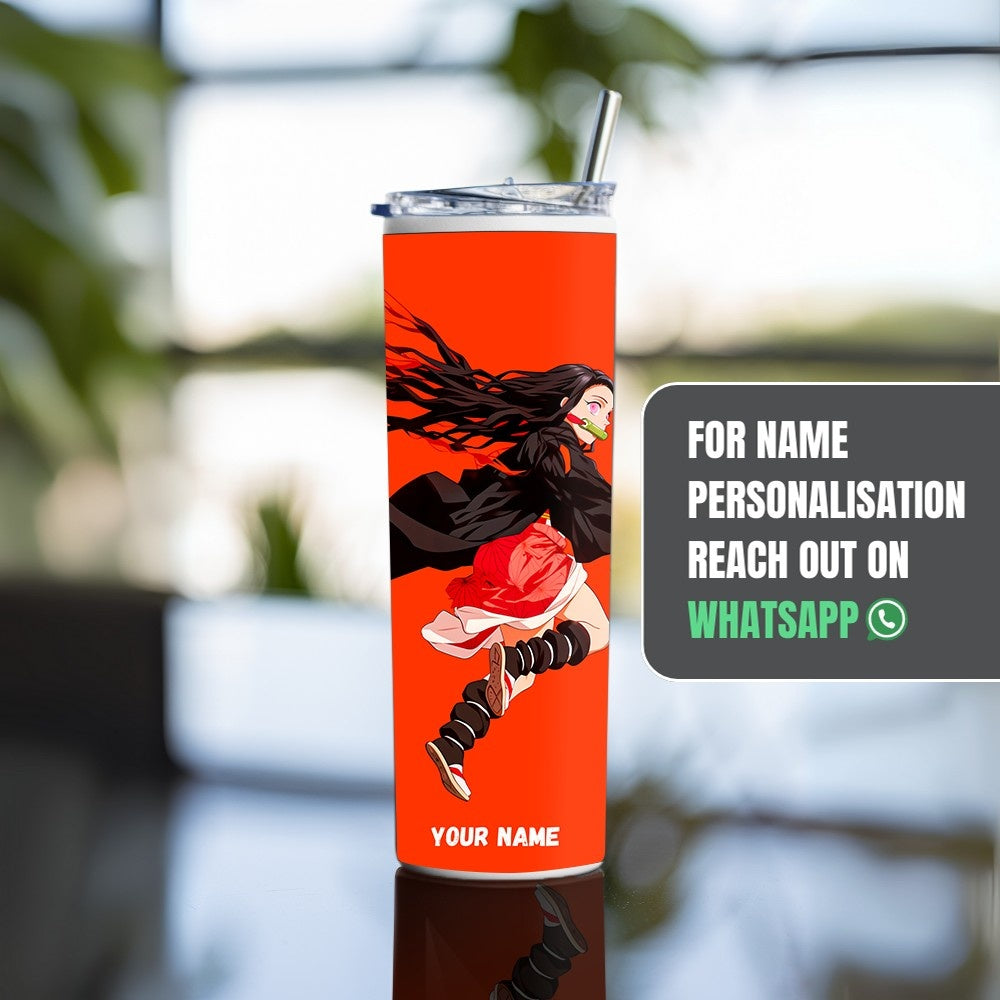 "Nezuko Kamado Orange" Tumbler with Metal Straw
