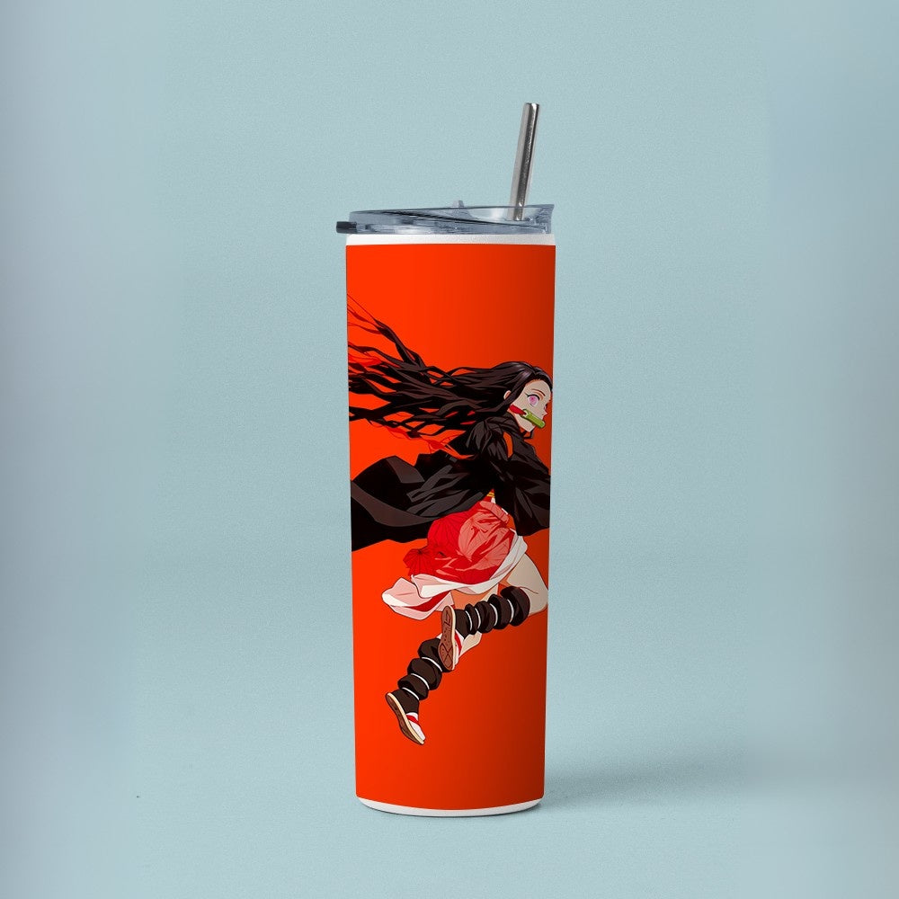 "Nezuko Kamado Orange" Tumbler with Metal Straw