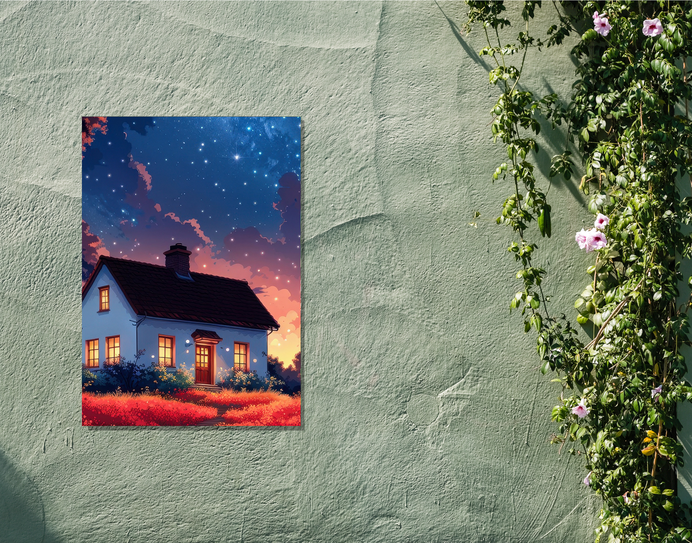 "HOME WITH THE STARS"- Shiny & Sturdy Metallic Poster Art That Pops & Sticks