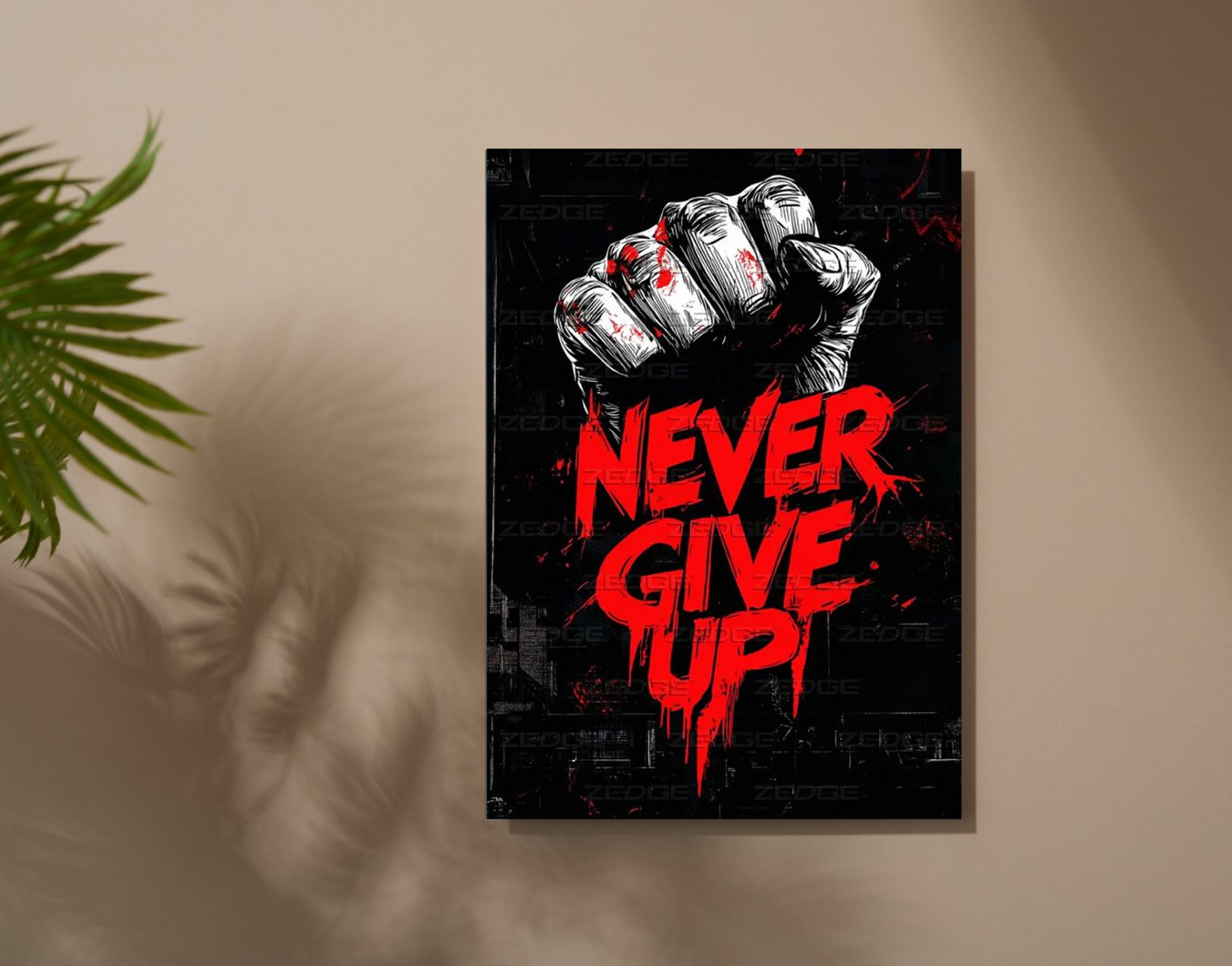 "NEVER GIVE UP ATTITUDE"- Shiny & Sturdy Metallic Poster Art That Pops & Sticks