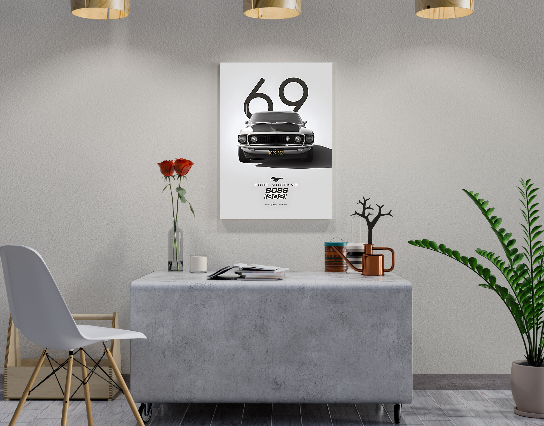 "FORD MUSTANG-BOSS 302"- Shiny & Sturdy Metallic Poster Art That Pops & Sticks