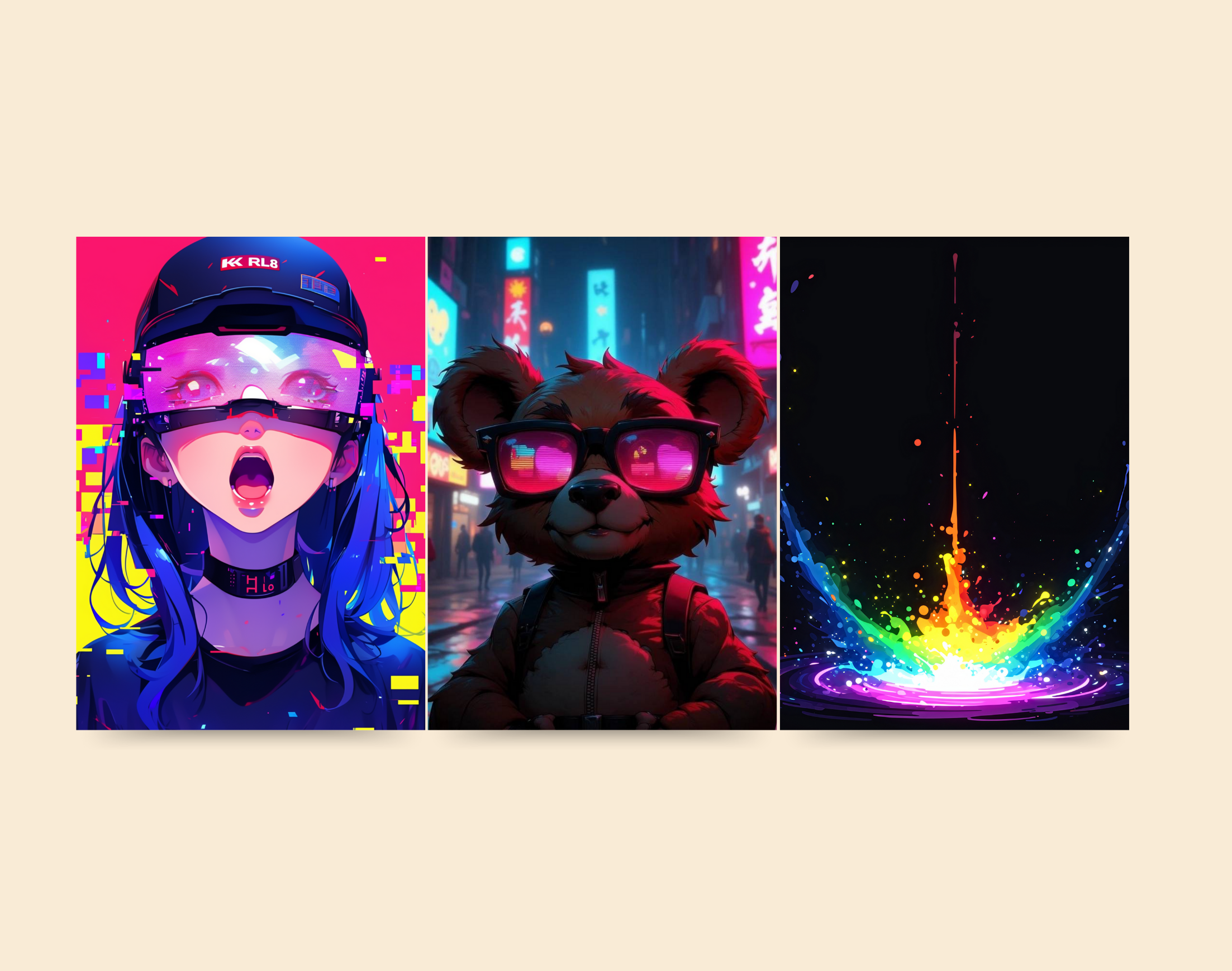 "Neon Aesthetics Combo Set"- Shiny & Sturdy Metallic Poster Art That Pops & Sticks