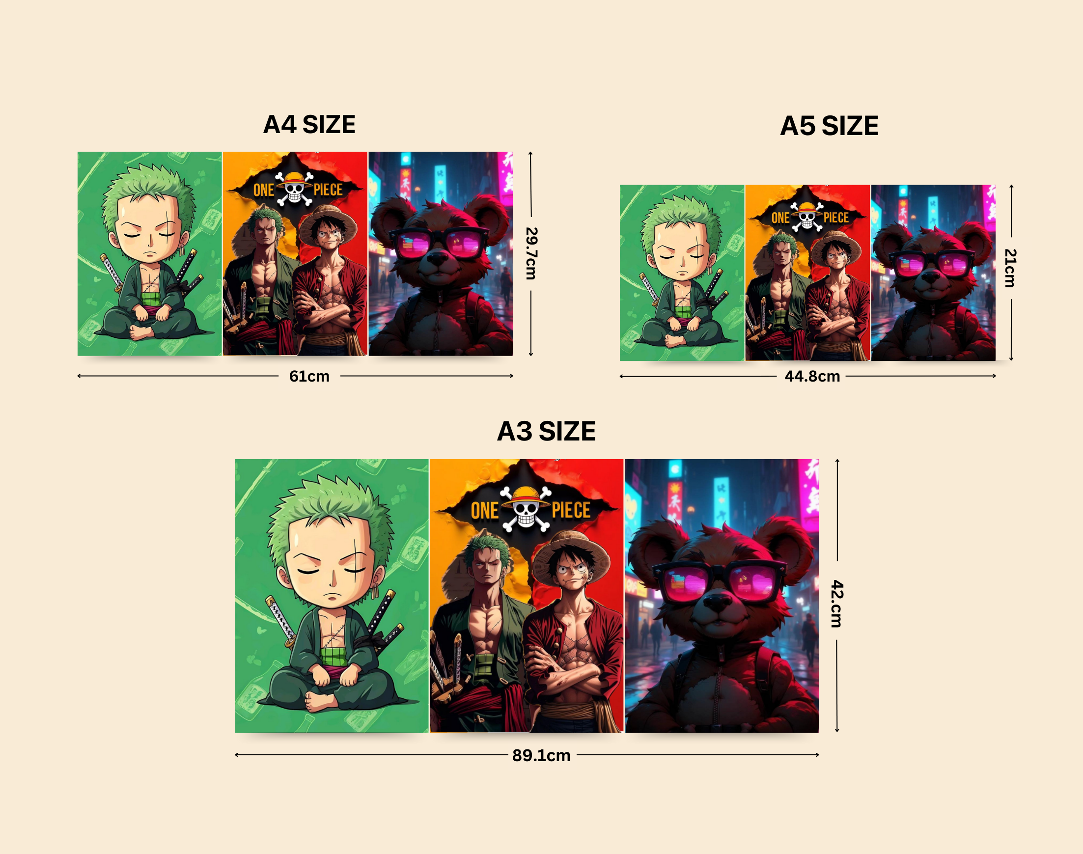 "The One Piece Anime Combo Set"- Shiny & Sturdy Metallic Poster Art That Pops & Sticks