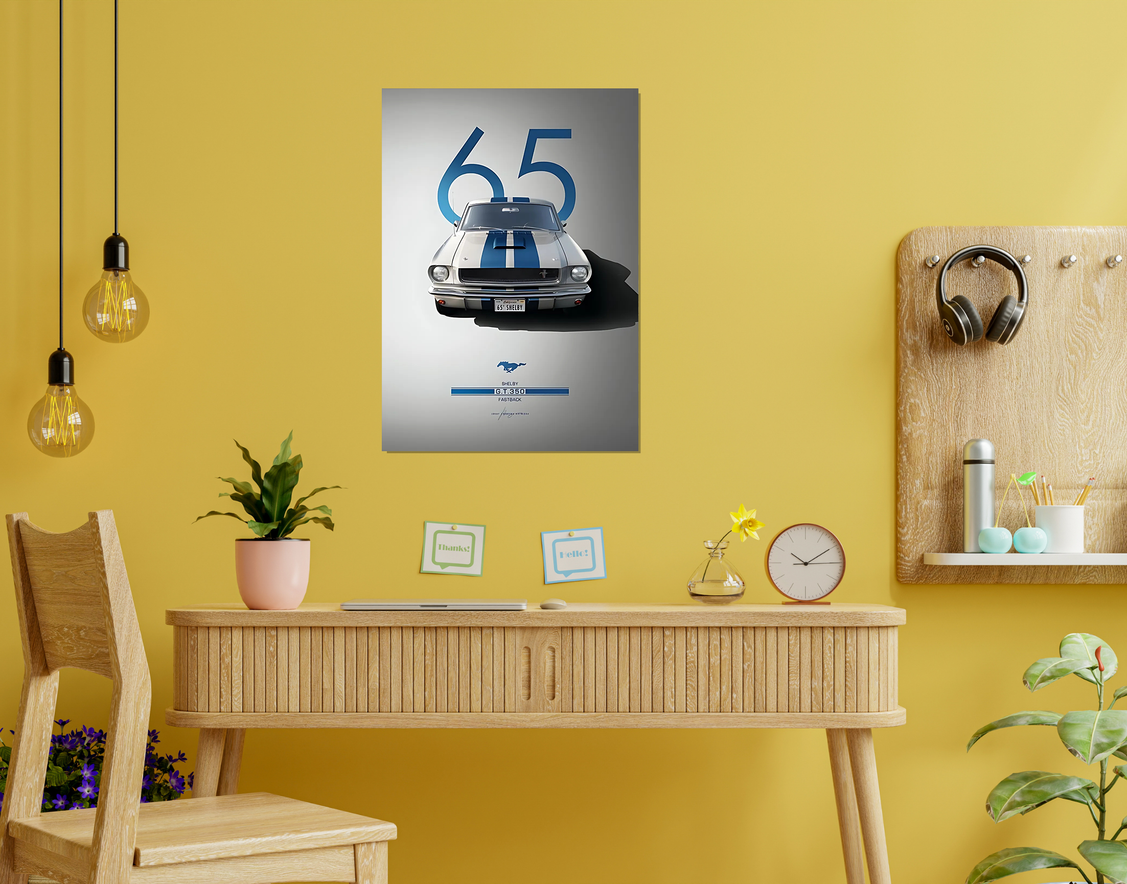"FORD MUSTANG-65"- Shiny & Sturdy Metallic Poster Art That Pops & Sticks