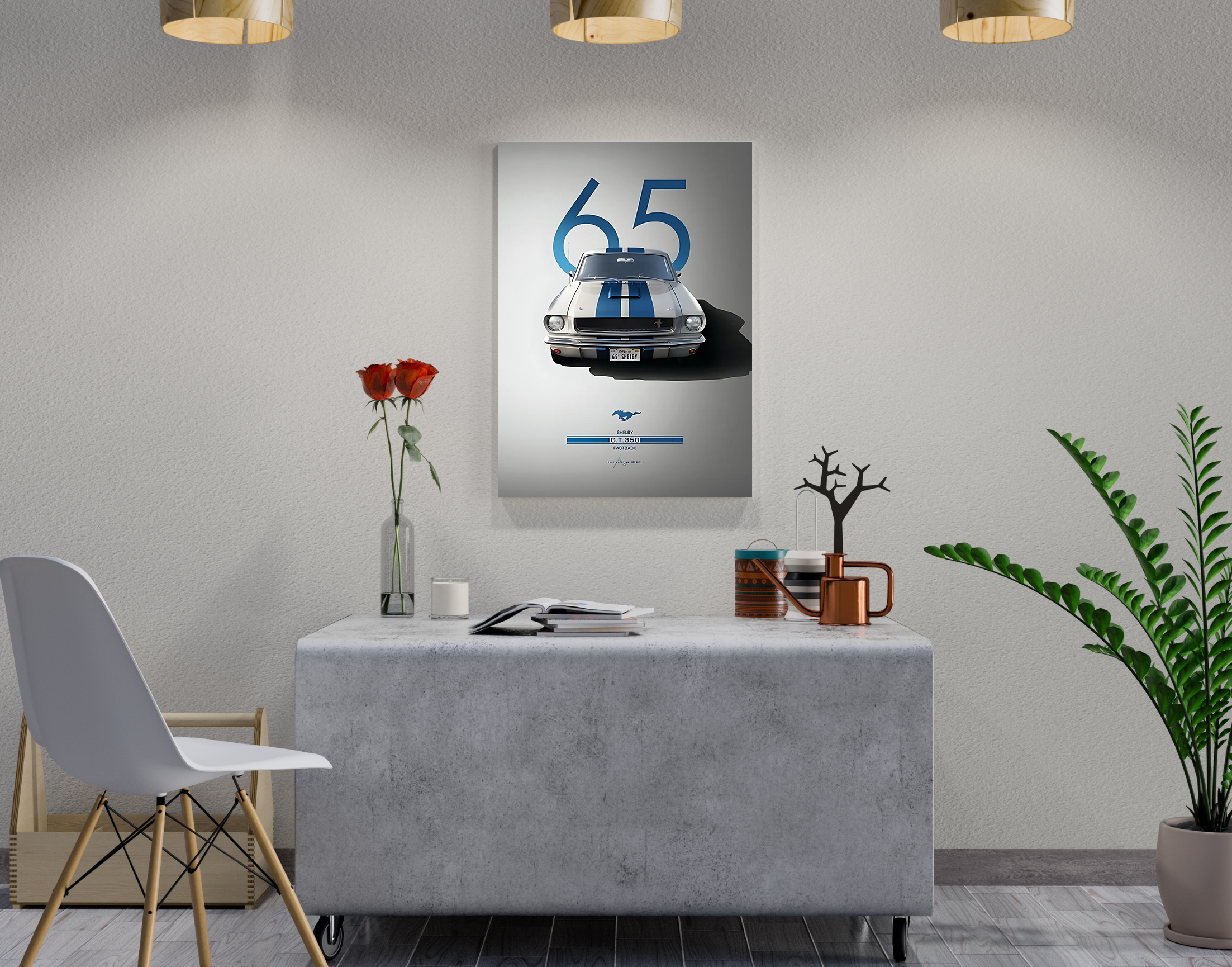"FORD MUSTANG-65"- Shiny & Sturdy Metallic Poster Art That Pops & Sticks