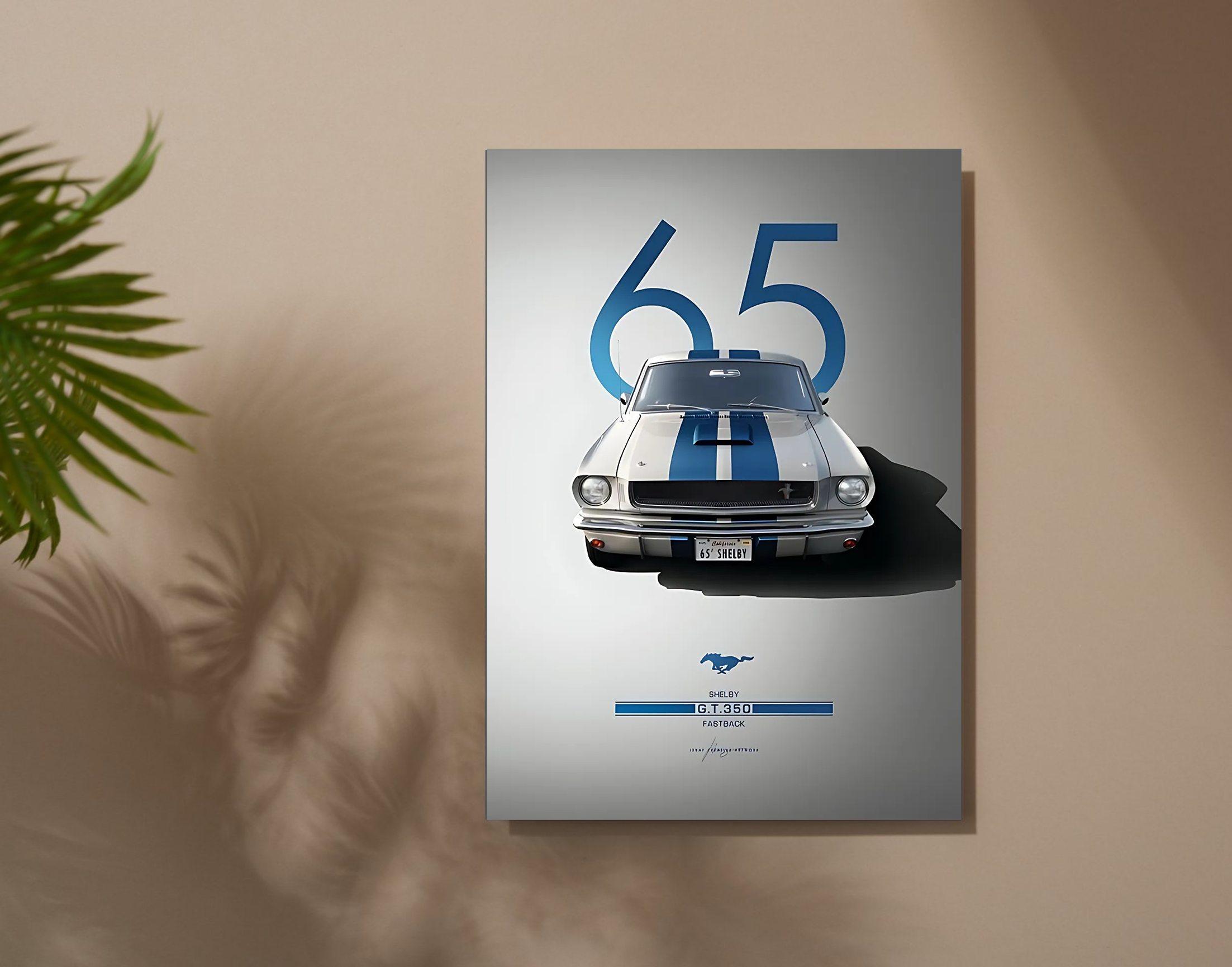 "FORD MUSTANG-65"- Shiny & Sturdy Metallic Poster Art That Pops & Sticks