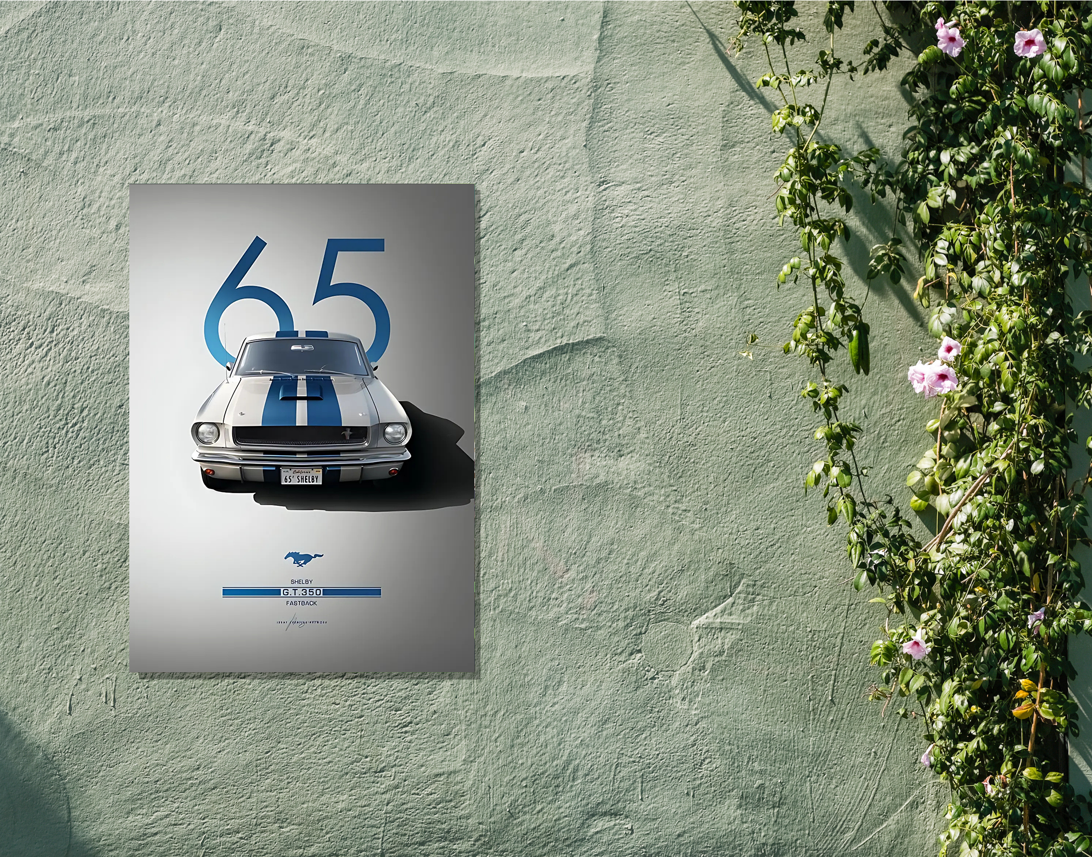"FORD MUSTANG-65"- Shiny & Sturdy Metallic Poster Art That Pops & Sticks