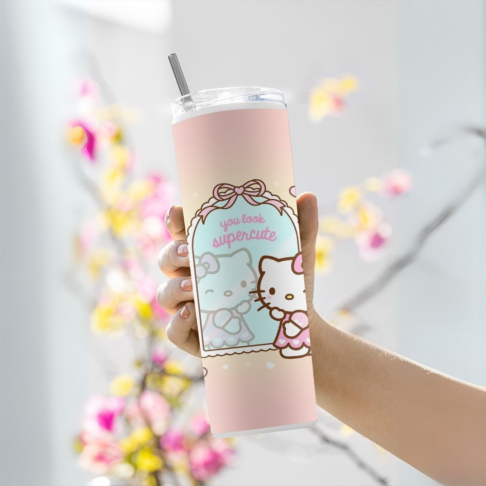 "Hello Kitty: Mirror View" Tumbler with Metal Straw