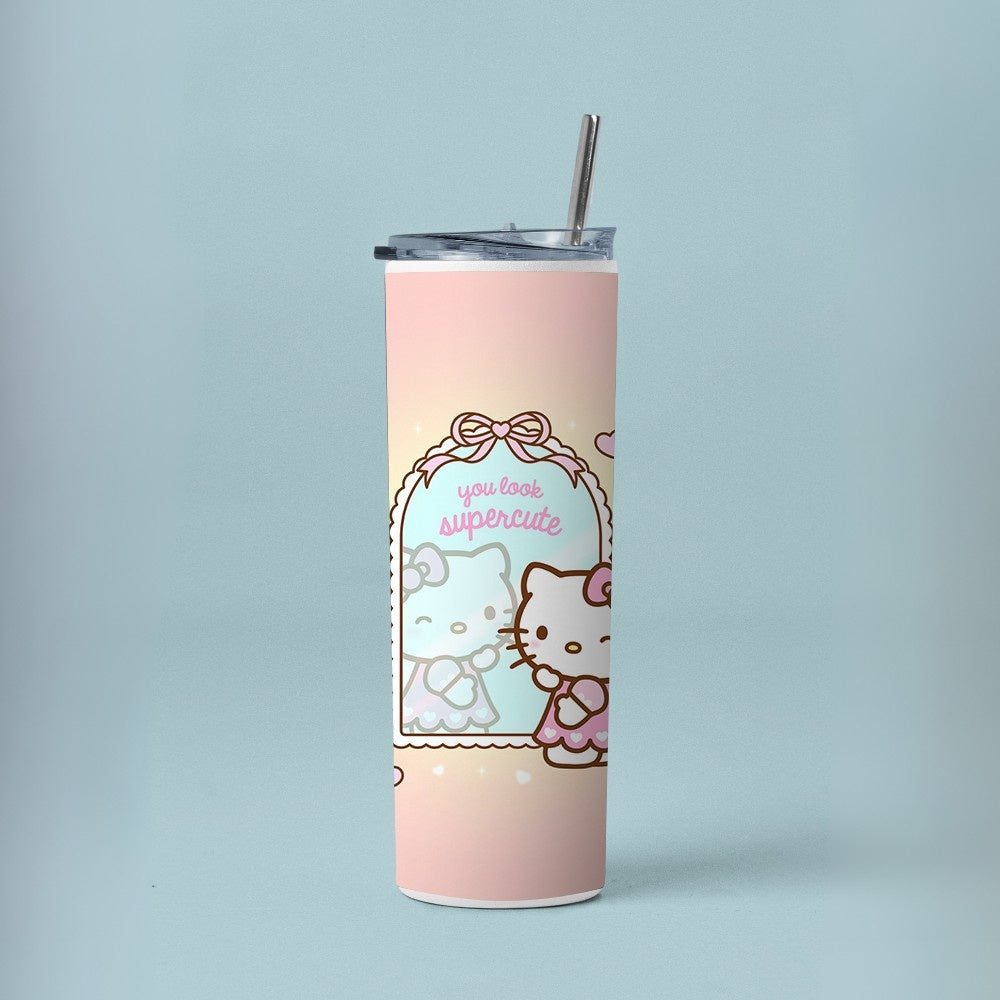 "Hello Kitty: Mirror View" Tumbler with Metal Straw