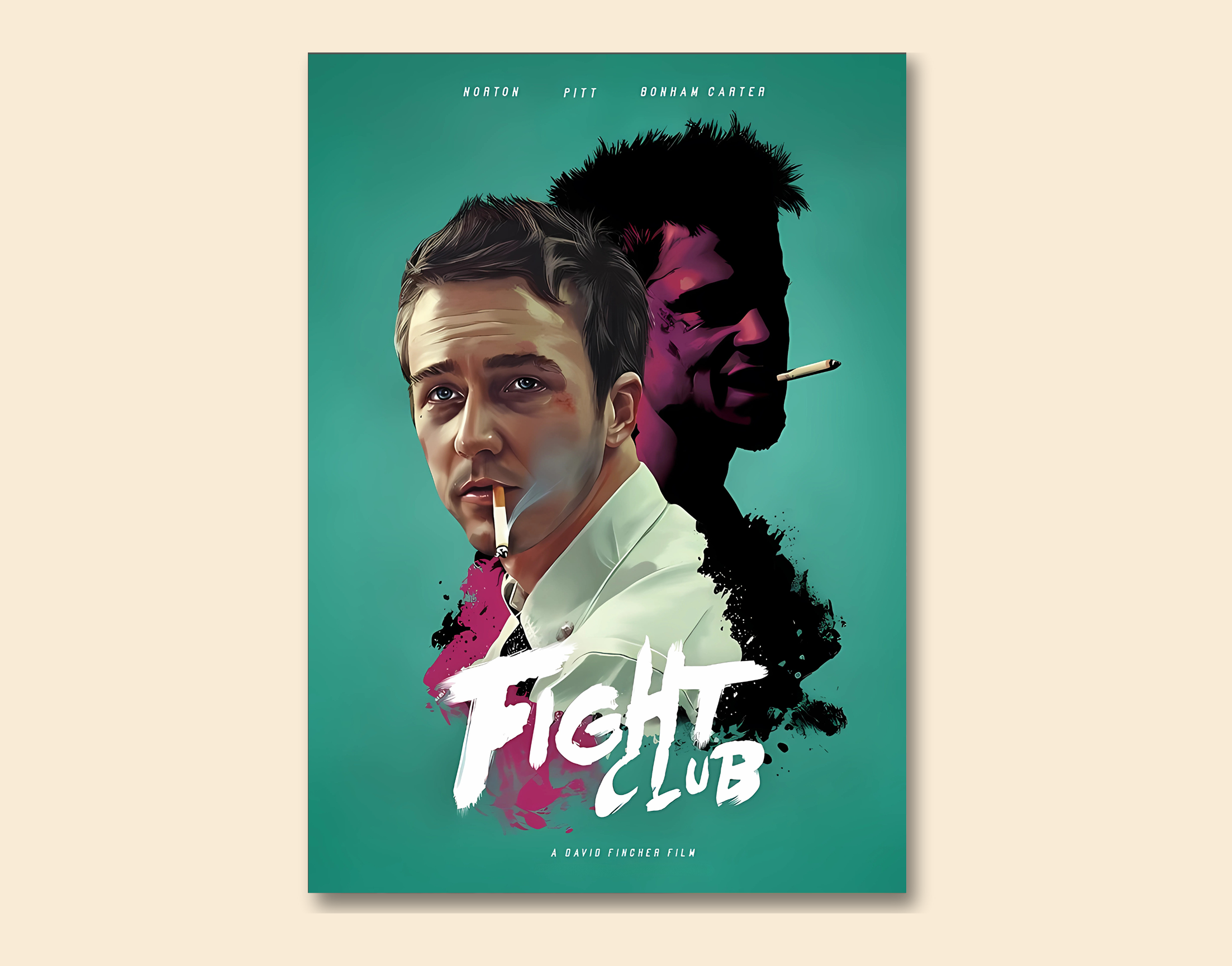 "FIGHT CLUB - ART WORK"- Shiny & Sturdy Metallic Poster Art That Pops & Sticks