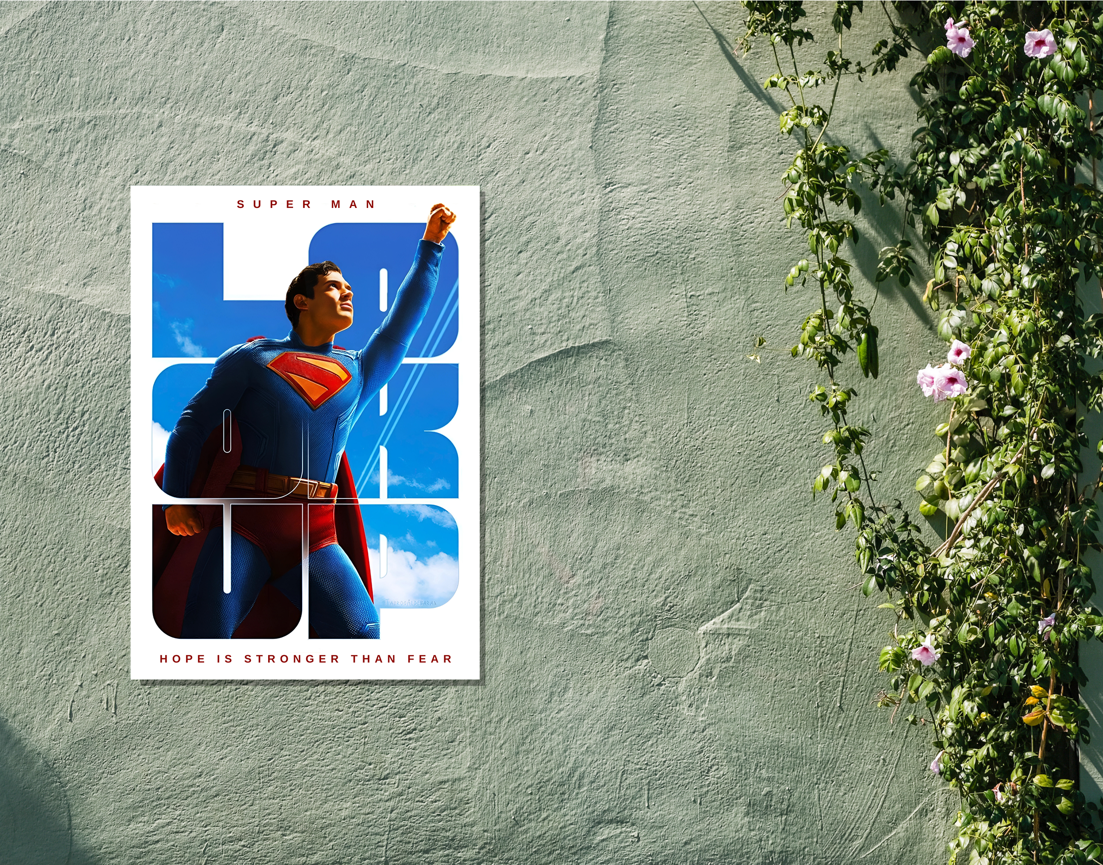 "SUPER MAN - LOOK UP"- Shiny & Sturdy Metallic Poster Art That Pops & Sticks