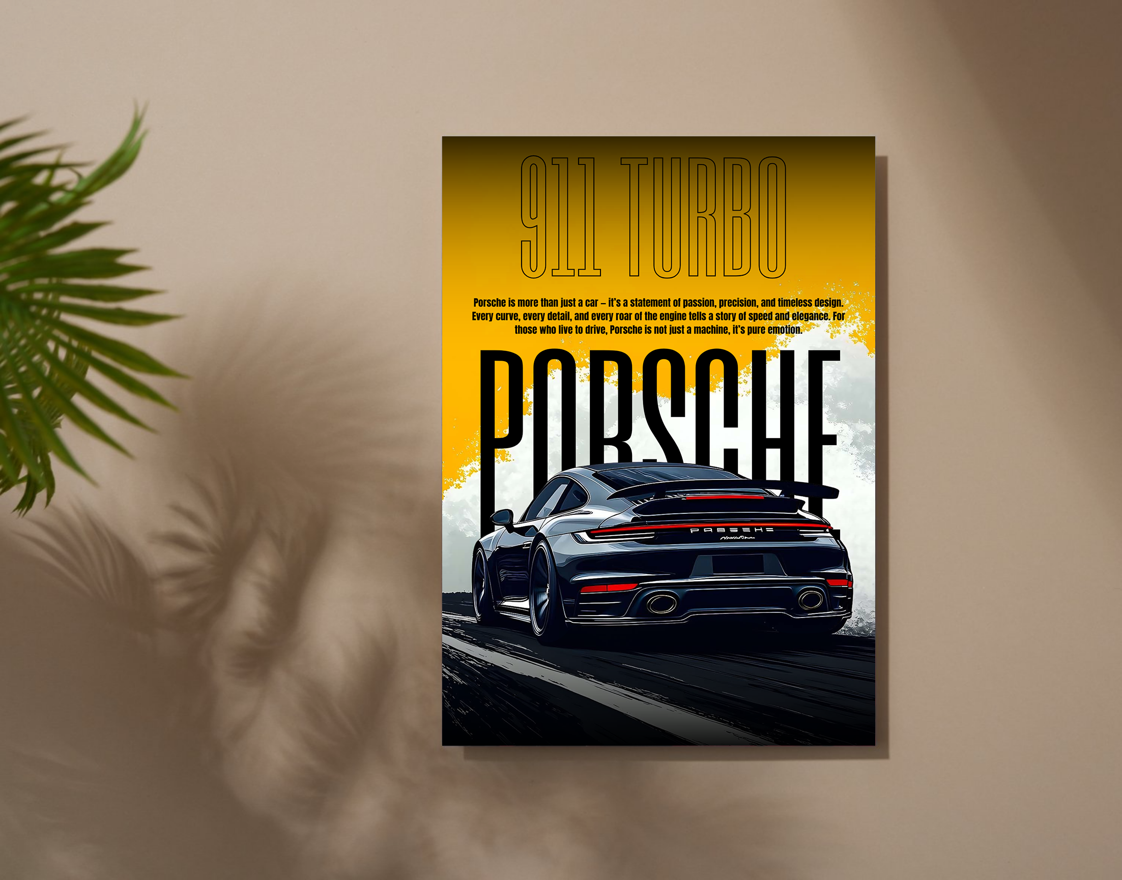 "PORSCHE 911 TURBO"- Shiny & Sturdy Metallic Poster Art That Pops & Sticks
