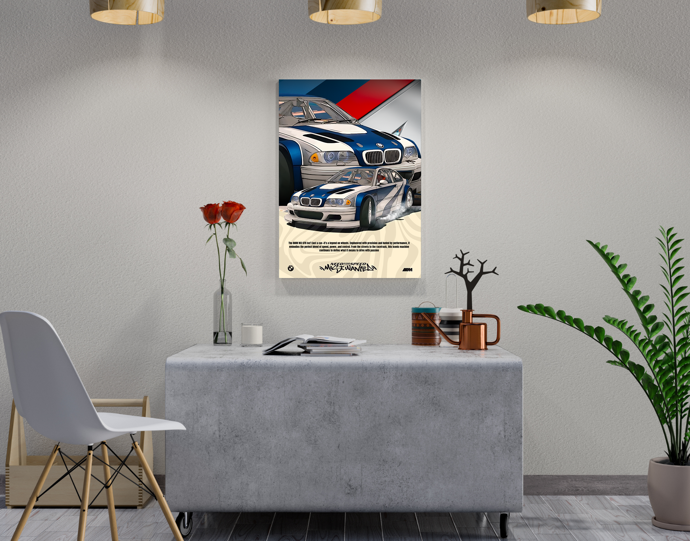 "BMW M3 GTR NFS- GAMING EDITION"- Shiny & Sturdy Metallic Poster Art That Pops & Sticks