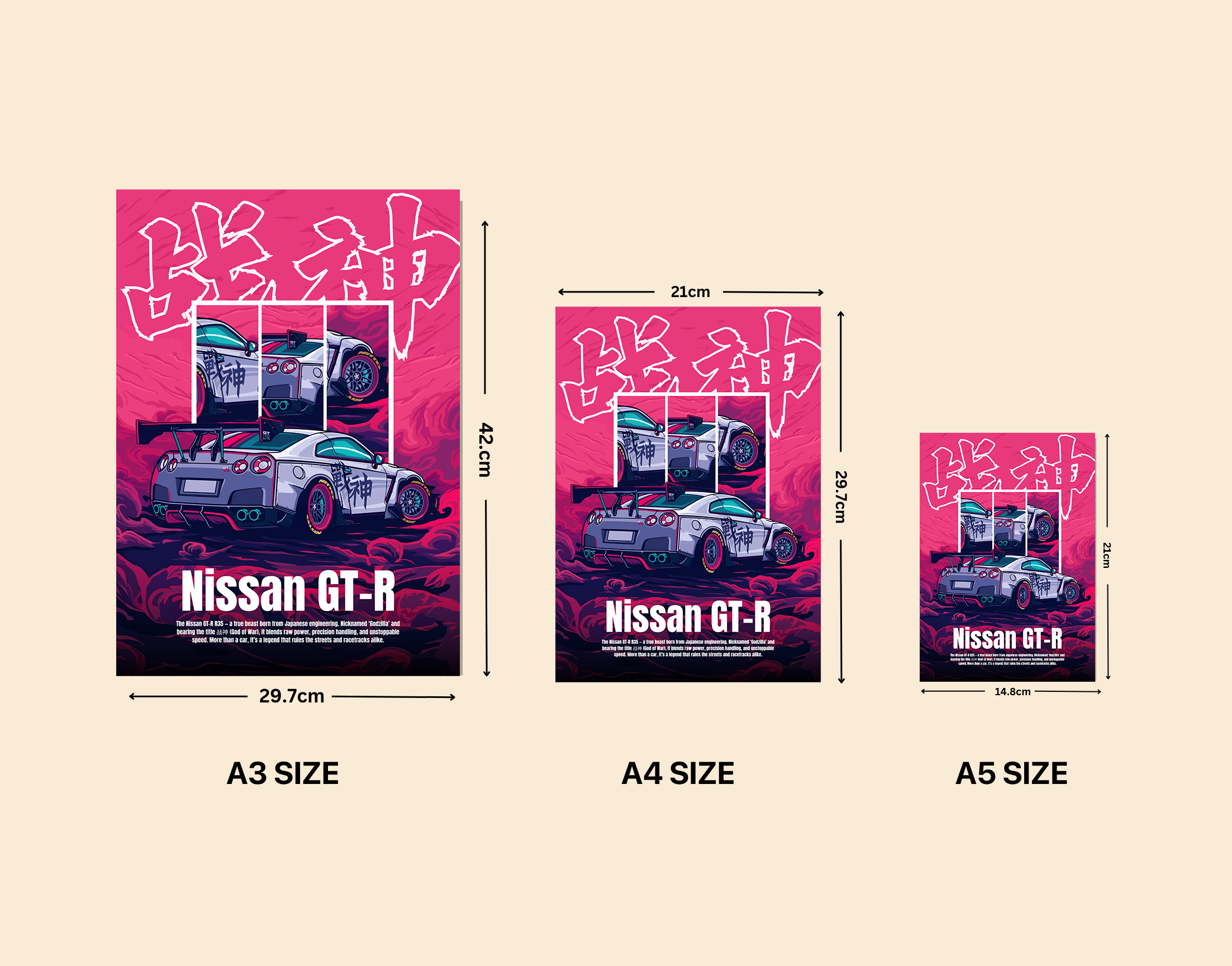 "NISSAN GT-R R35 - THE BEAST"- Shiny & Sturdy Metallic Poster Art That Pops & Sticks