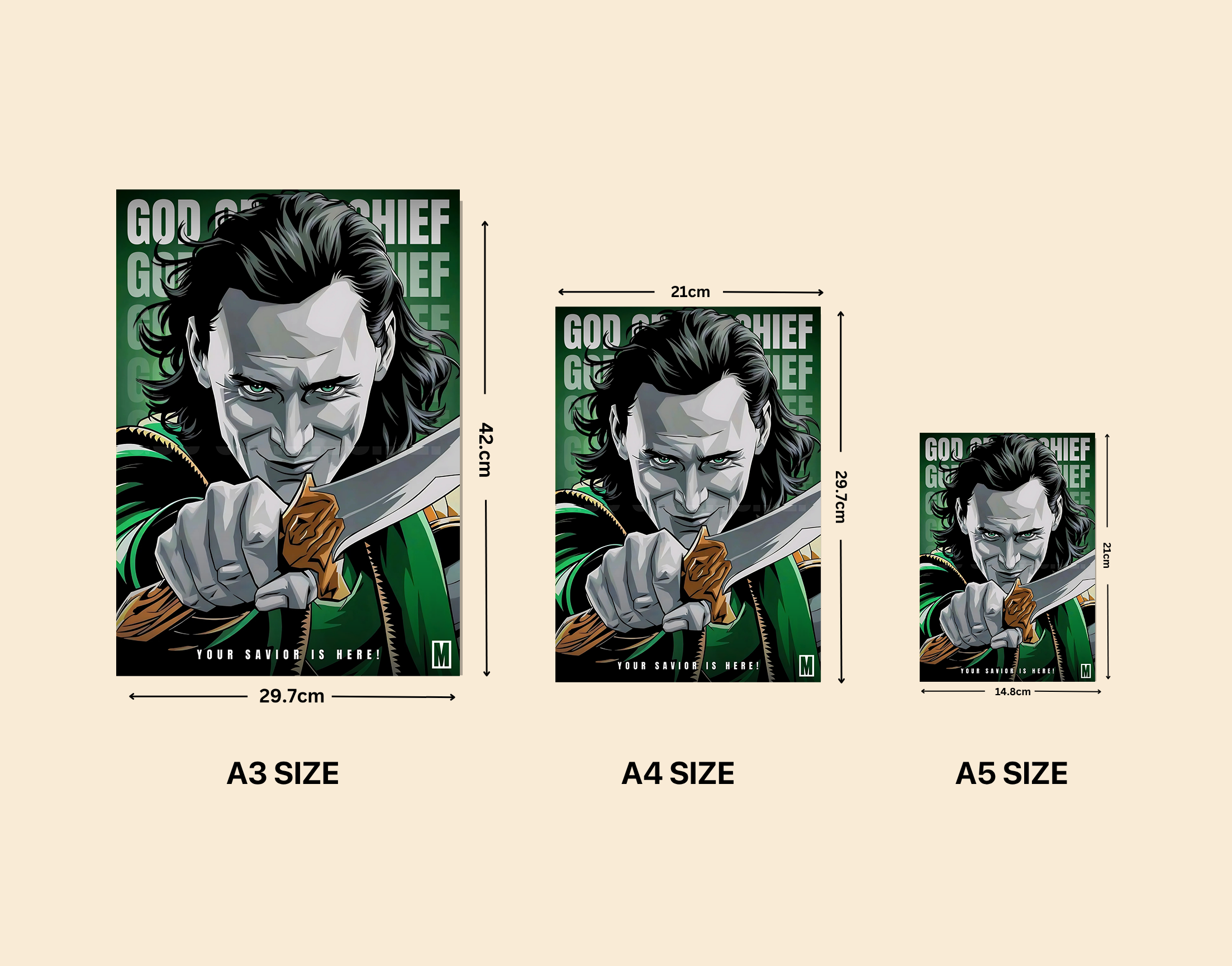 "Loki-God Of Mischief"- Shiny & Sturdy Metallic Poster Art That Pops & Sticks