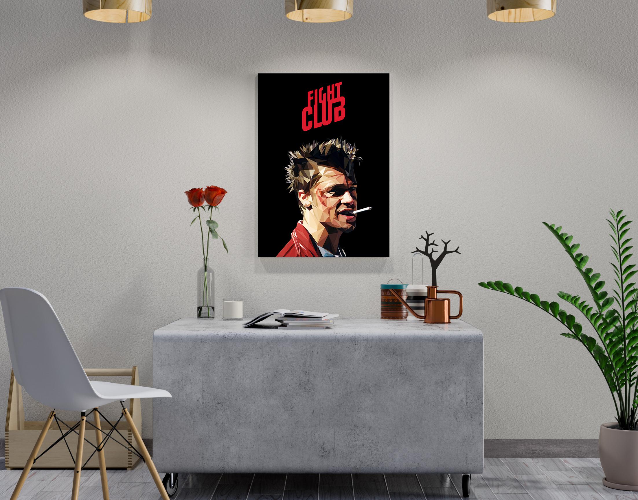 "FIGHT CLUB - BRAD PITT - ENTERTAINMENT EDITION"- Shiny & Sturdy Metallic Poster Art That Pops & Sticks