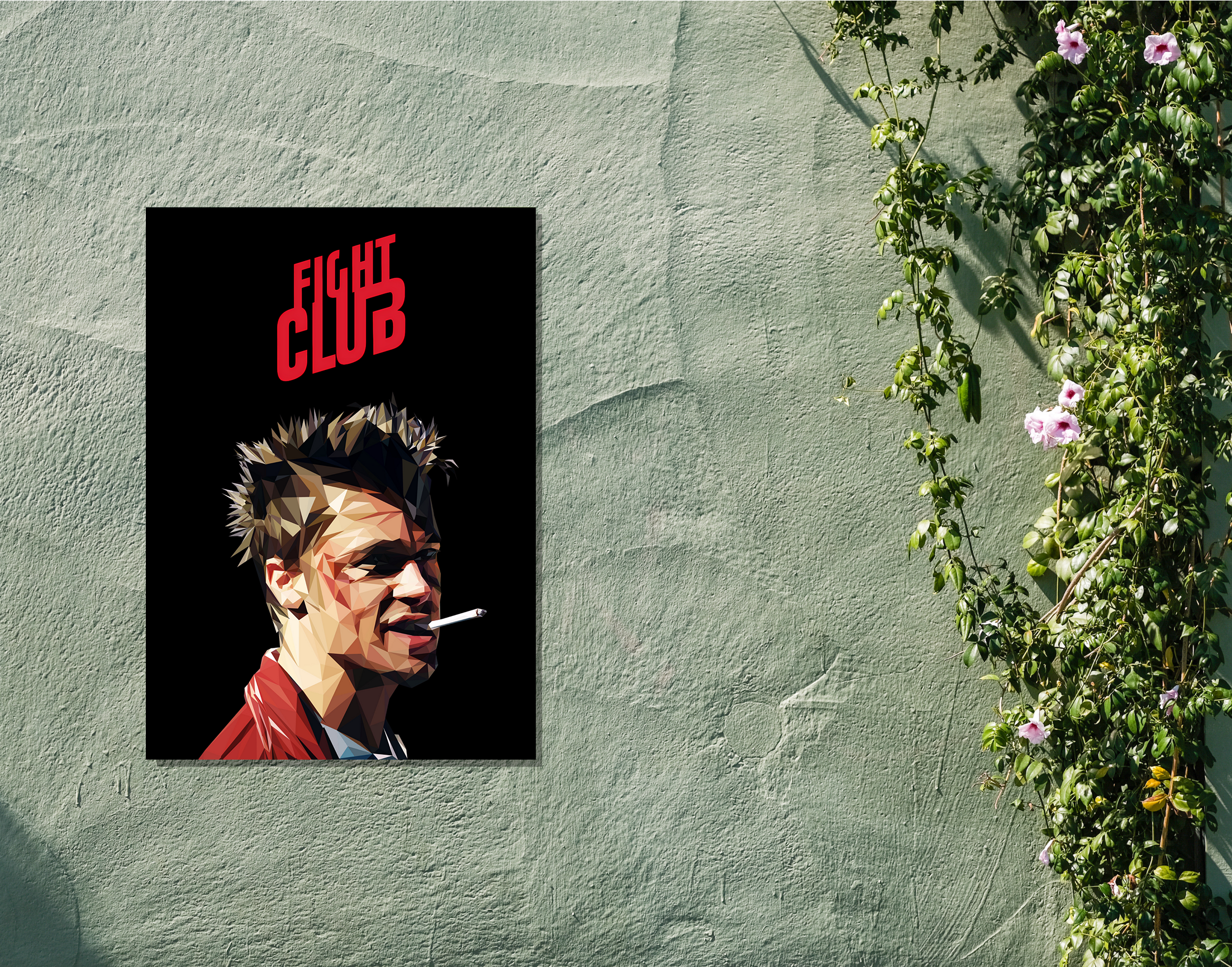 "FIGHT CLUB - BRAD PITT - ENTERTAINMENT EDITION"- Shiny & Sturdy Metallic Poster Art That Pops & Sticks