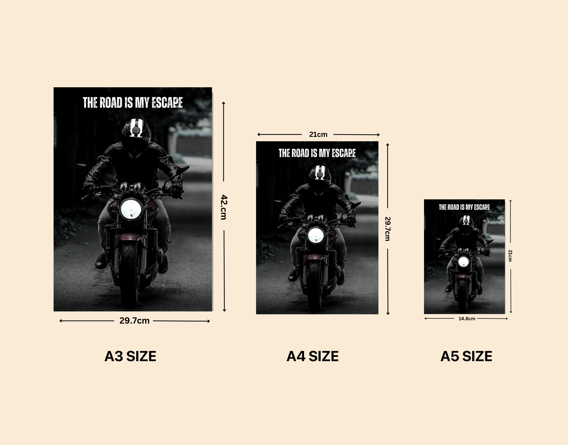 "ROAD IS MY ESCAPE"- Shiny & Sturdy Metallic Poster Art That Pops & Sticks