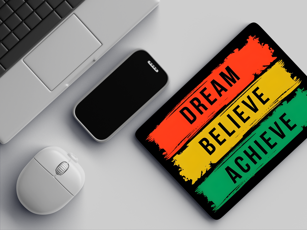 "DREAM BELIEVE ACHIEVE- SPLASH" Mousepad Enhance Your Workspace with Style