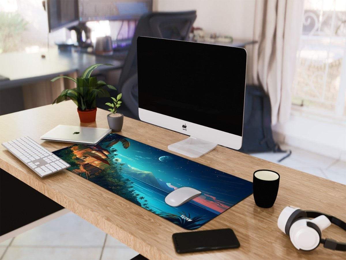 "DREAMY TROPICAL HOUSE NIGTH STARS MOONLIT SEA" Gaming Mousepad Elevate Your Gaming Experience