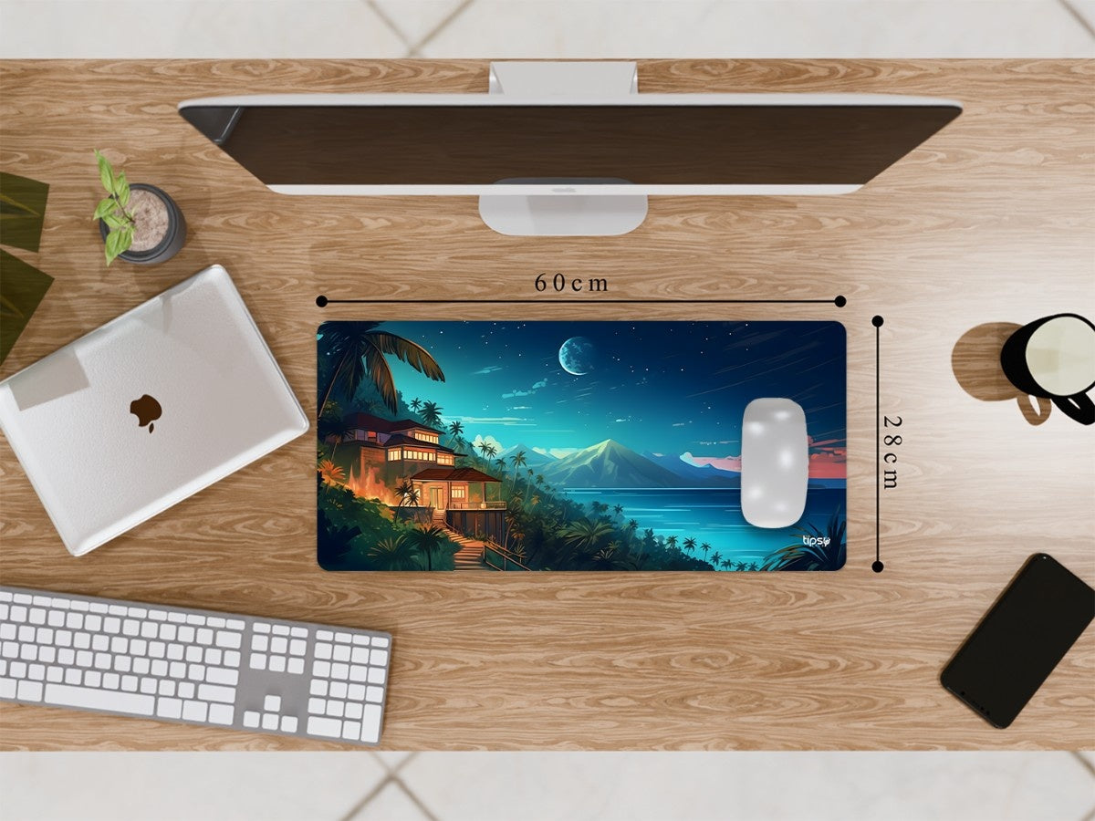 "DREAMY TROPICAL HOUSE NIGTH STARS MOONLIT SEA" Gaming Mousepad Elevate Your Gaming Experience