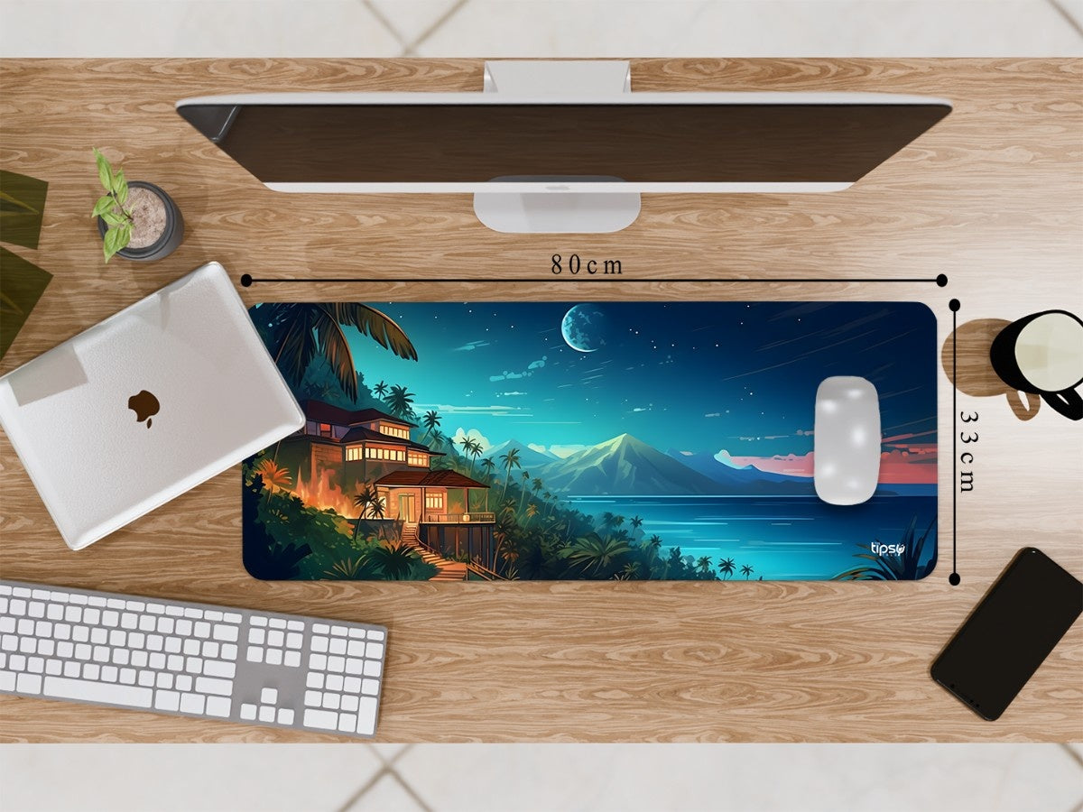 "DREAMY TROPICAL HOUSE NIGTH STARS MOONLIT SEA" Gaming Mousepad Elevate Your Gaming Experience
