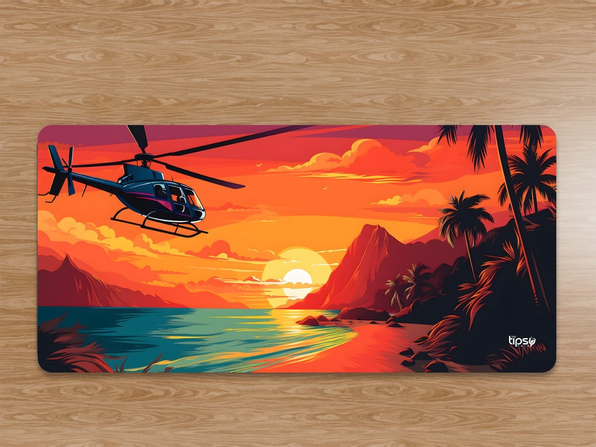 "HELICOPTER SUNSET TOPICAL RIVER COAST" Gaming Mousepad Elevate Your Gaming Experience