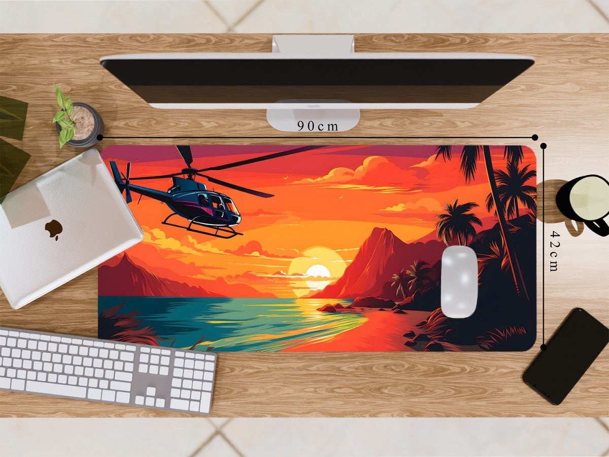 "HELICOPTER SUNSET TOPICAL RIVER COAST" Gaming Mousepad Elevate Your Gaming Experience