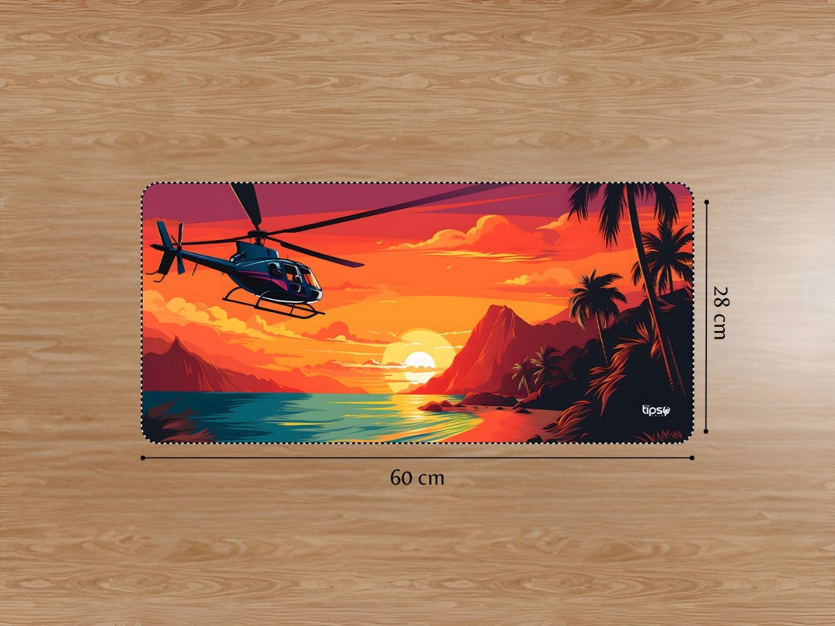 "HELICOPTER SUNSET TOPICAL RIVER COAST" Gaming Mousepad Elevate Your Gaming Experience