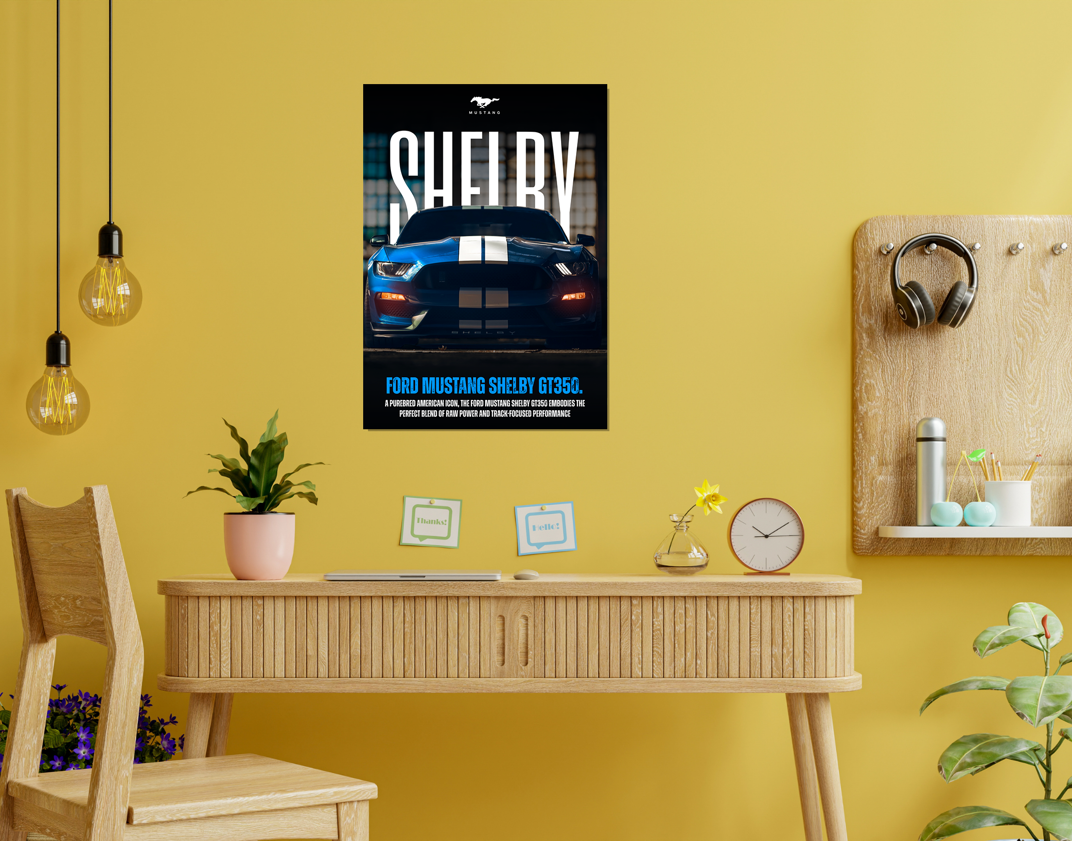 "SHELBY GT350 - FORD"- Shiny & Sturdy Metallic Poster  Art That Pops & Sticks
