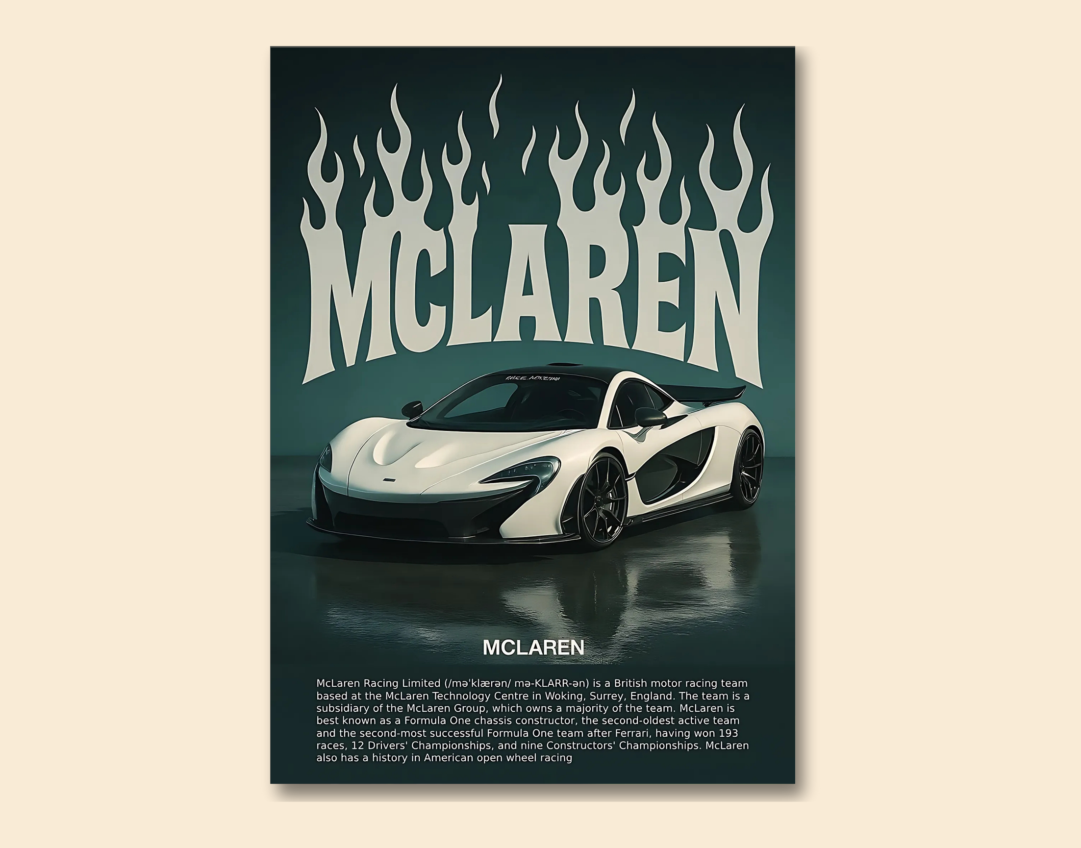"MCLAREN"- Shiny & Sturdy Metallic Poster  Art That Pops & Sticks