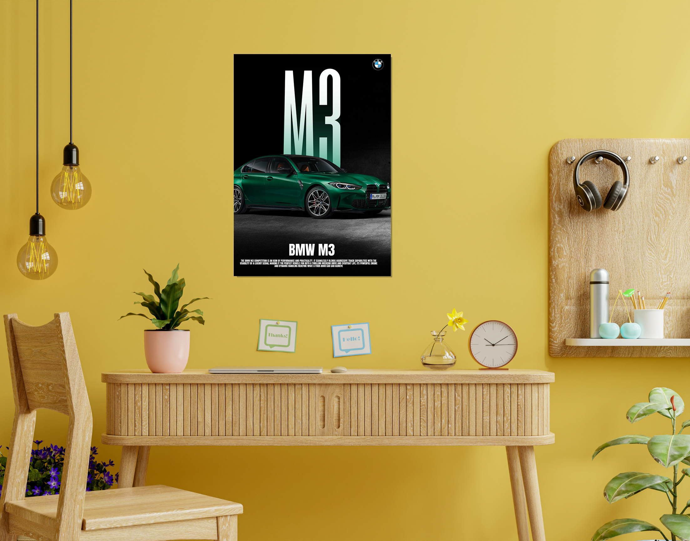 "BMW  M3"- Shiny & Sturdy Metallic Poster  Art That Pops & Sticks