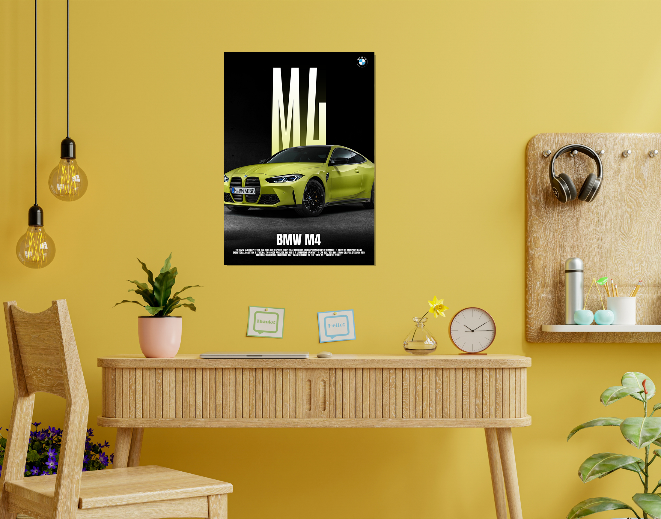 "BMW M4"- Shiny & Sturdy Metallic Poster  Art That Pops & Sticks
