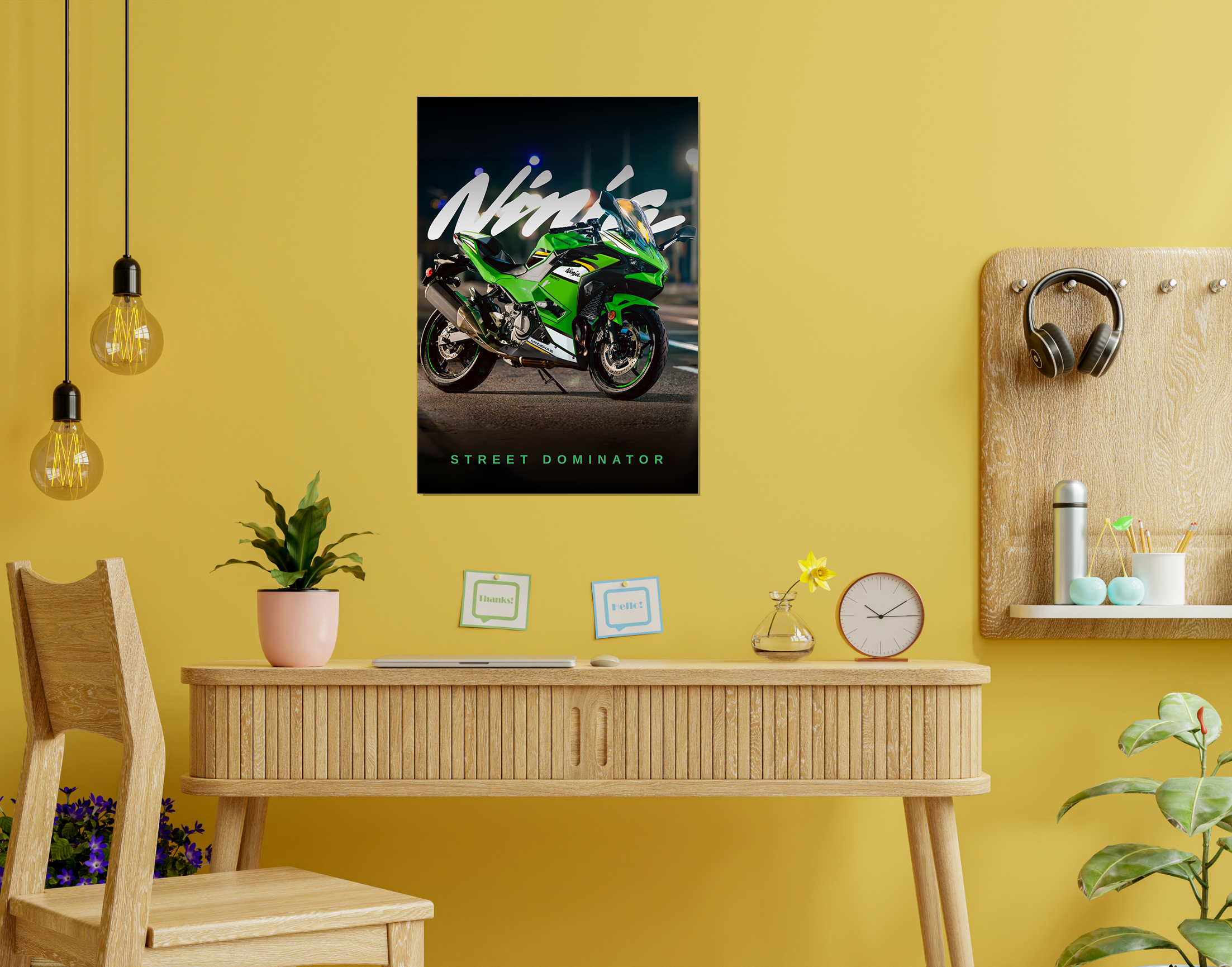 "NINJA - STREET DOMINATOR"- Shiny & Sturdy Metallic Poster  Art That Pops & Sticks