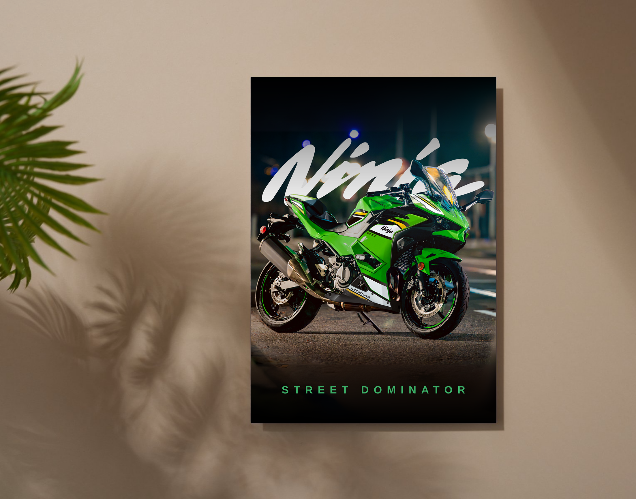 "NINJA - STREET DOMINATOR"- Shiny & Sturdy Metallic Poster Art That Pops & Sticks