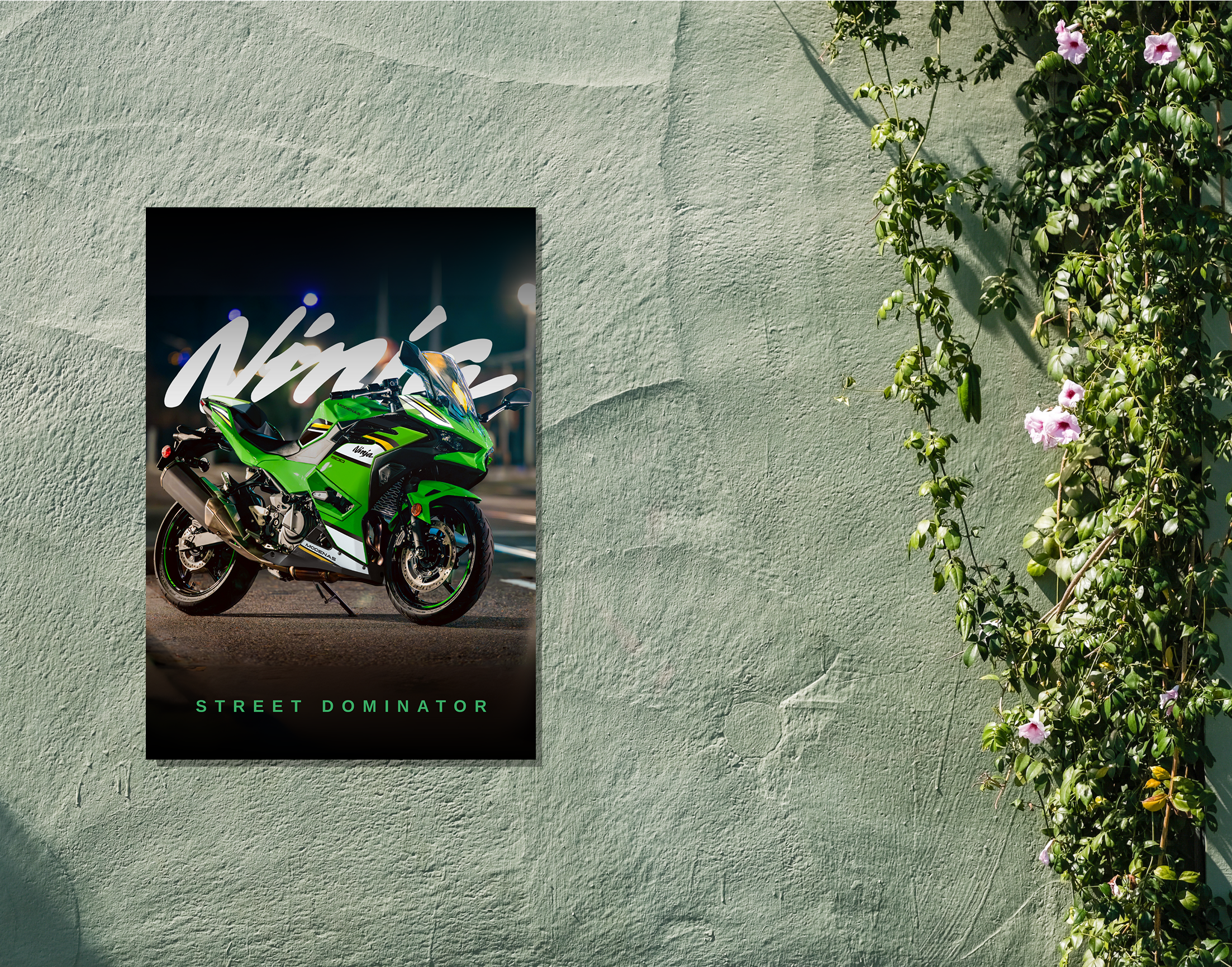 "NINJA - STREET DOMINATOR"- Shiny & Sturdy Metallic Poster Art That Pops & Sticks