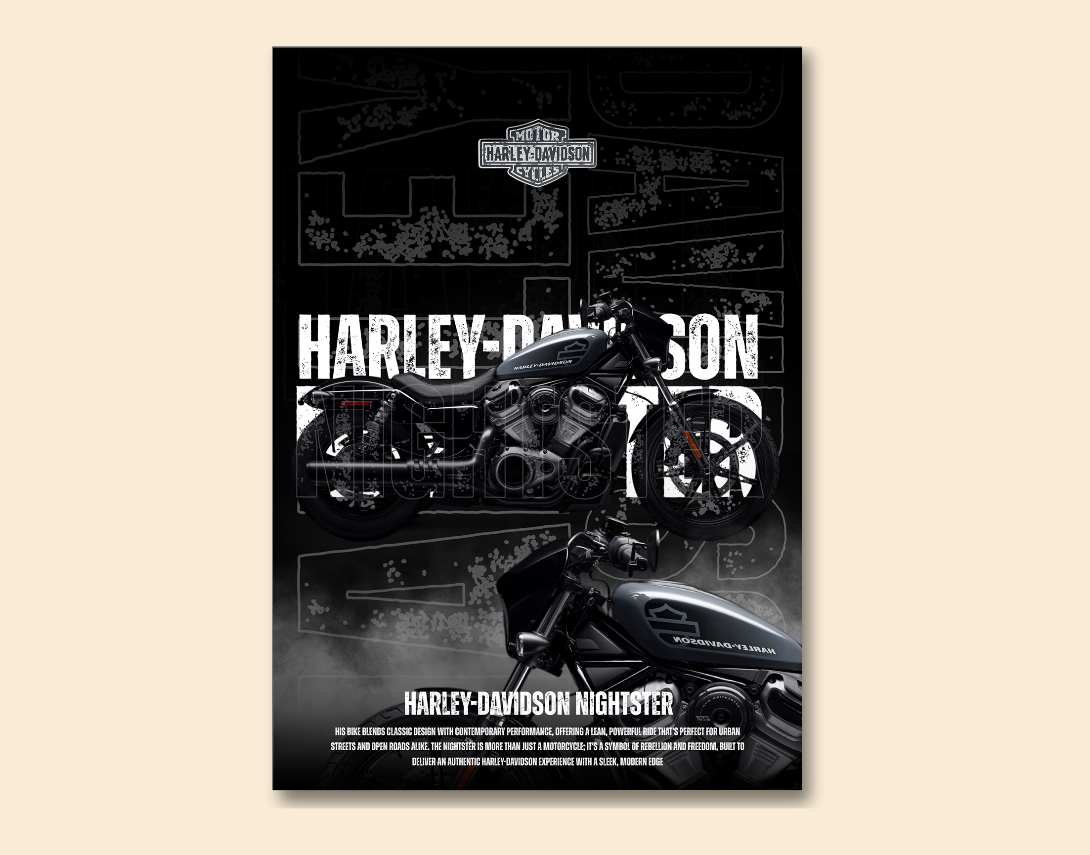 "HARLEY DAVIDSON NIGHTSTER"- Shiny & Sturdy Metallic Poster  Art That Pops & Sticks