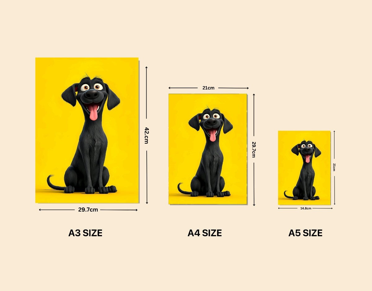 "Happy Pup" -Shiny & Sturdy Metallic Poster Art That Pops & Sticks