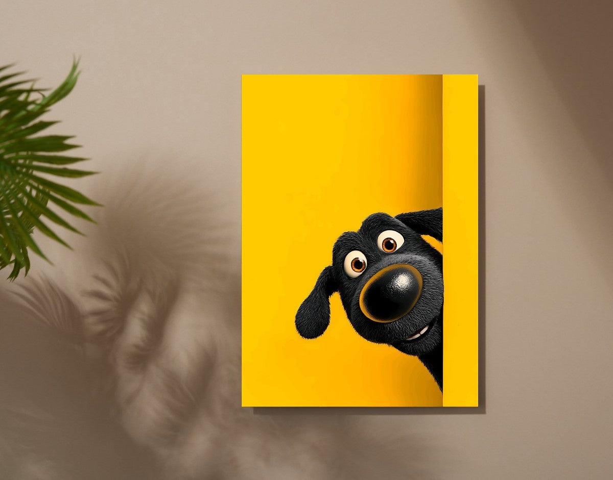 "Peekaboo Dog" -Shiny & Sturdy Metallic Poster Art That Pops & Sticks