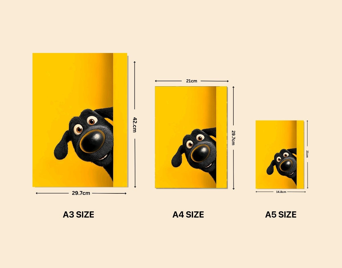 "Peekaboo Dog" -Shiny & Sturdy Metallic Poster Art That Pops & Sticks